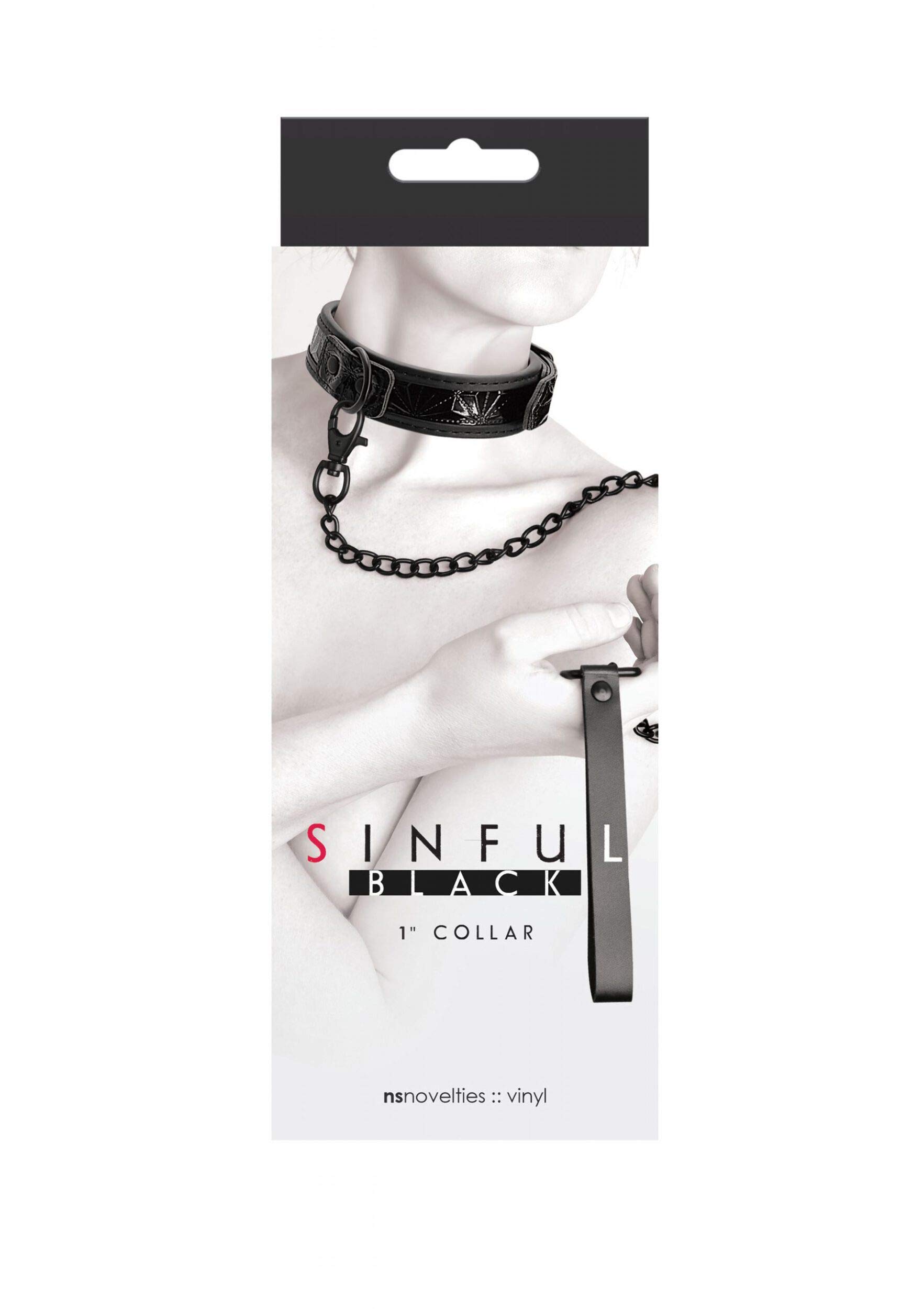 Sinful 1-Inch Dog Collar - Black - Adjustable Pet Collar for Small to Medium Dogs - Perfect for Daily Walks, Training & Outdoor Adventures