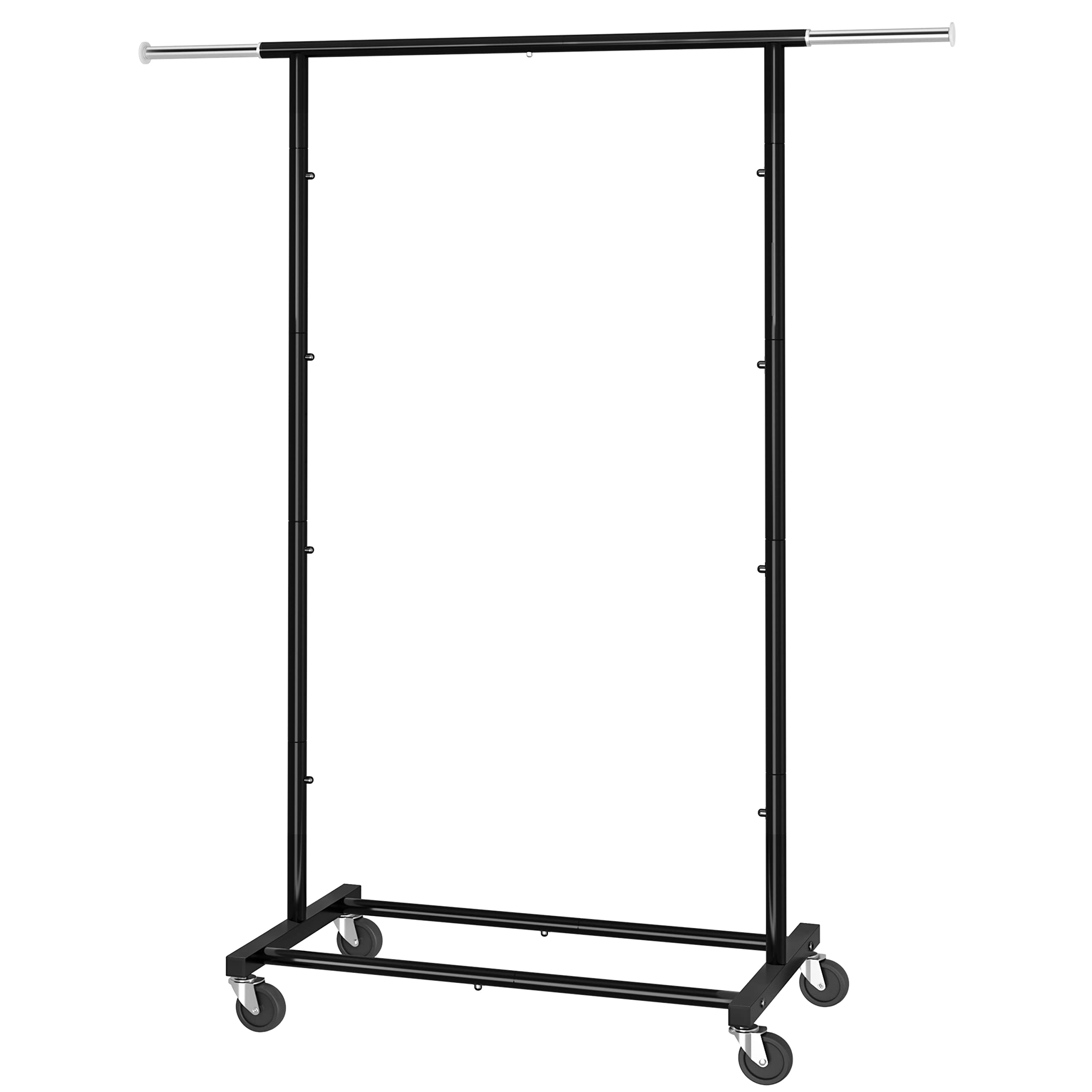 Trending Standard Rod Rolling Garment Rack with Wheels - Heavy Duty Clothes Organizer for Hanging Shirts, Pants & Dresses - Perfect for Bedroom Closet, Laundry Room or Retail Store Display (Black)
