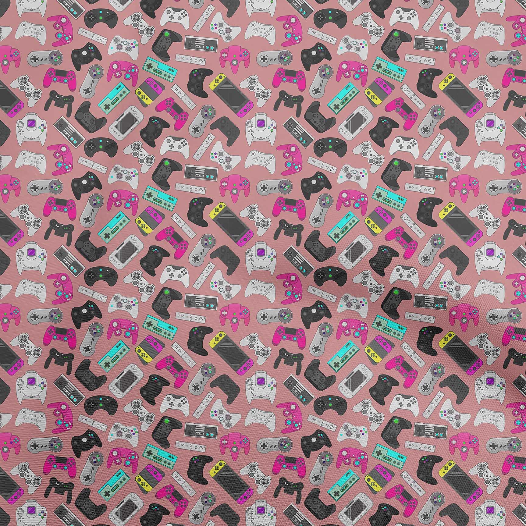 oneOone Cotton Cambric Rose Pink Fabric - Premium Video Game Print Dress Material - 42 Inch Wide by The Yard | Perfect for Cosplay, DIY Dresses & Craft Projects