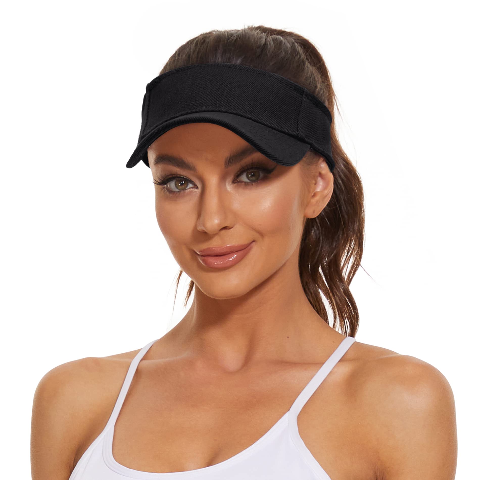 Adjustable Cotton Sun Visor Hat for Men & Women - UPF 50+ Sun Protection Cap for Golf, Tennis, Running & Outdoor Activities