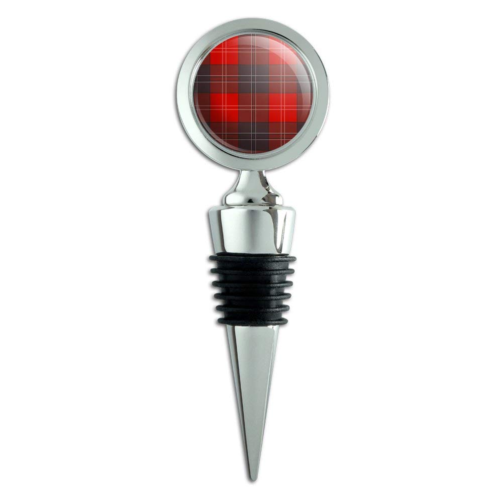 Elegant Plaid Red and Gray Wine Bottle Stopper - Perfect for Wine Preservation, Gifts, and Home Bar Accessories
