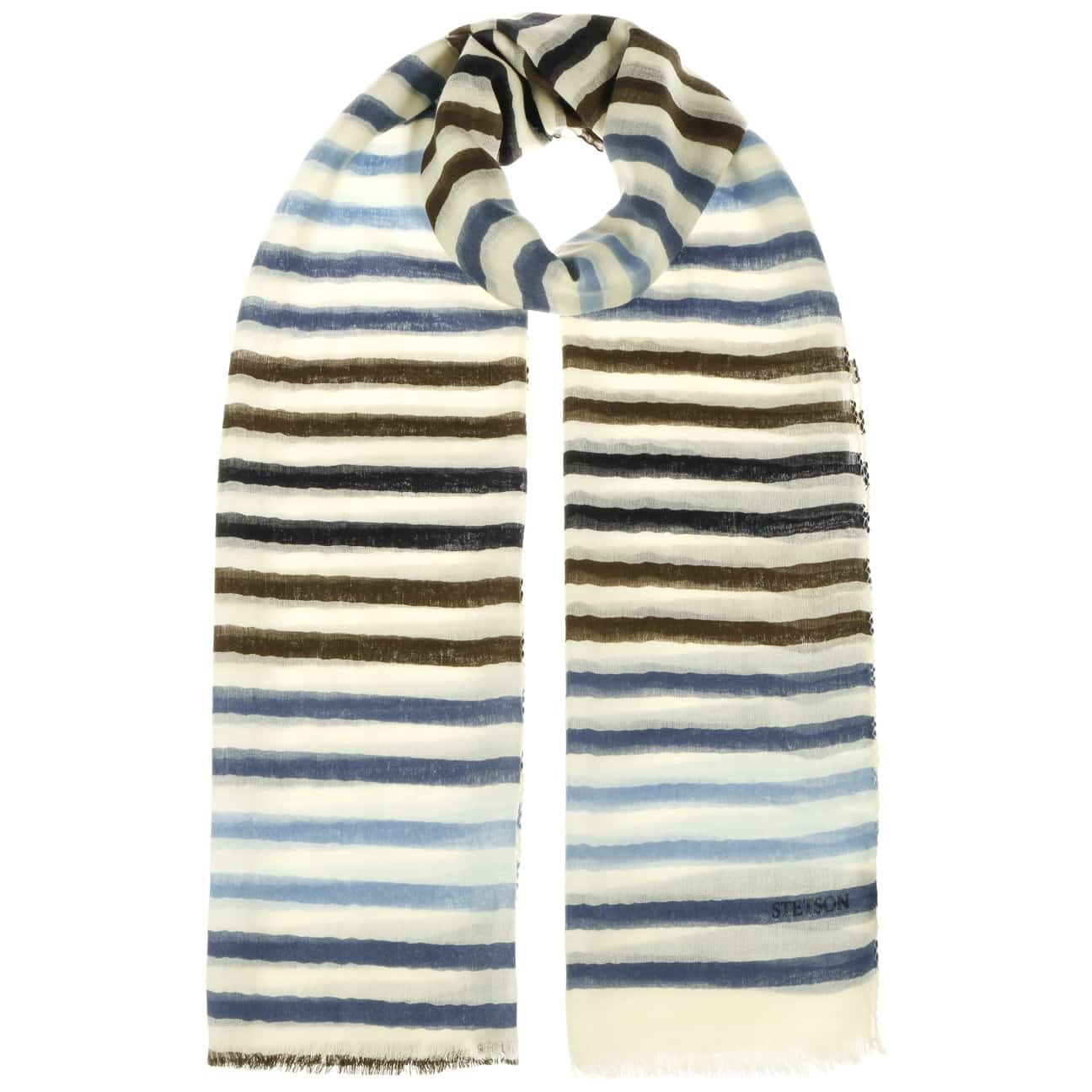 Stetson Summer Stripes Wool Scarf - Lightweight Warm Fashion Accessory for Women & Men - Perfect for Outdoor Activities, Travel and Cold Weather