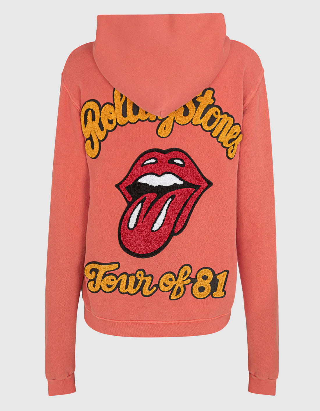 Rolling Stones Embroidered Zip-Up Hoodie - Cherry Red - Vintage Rock Band Merch for Casual Wear & Concerts