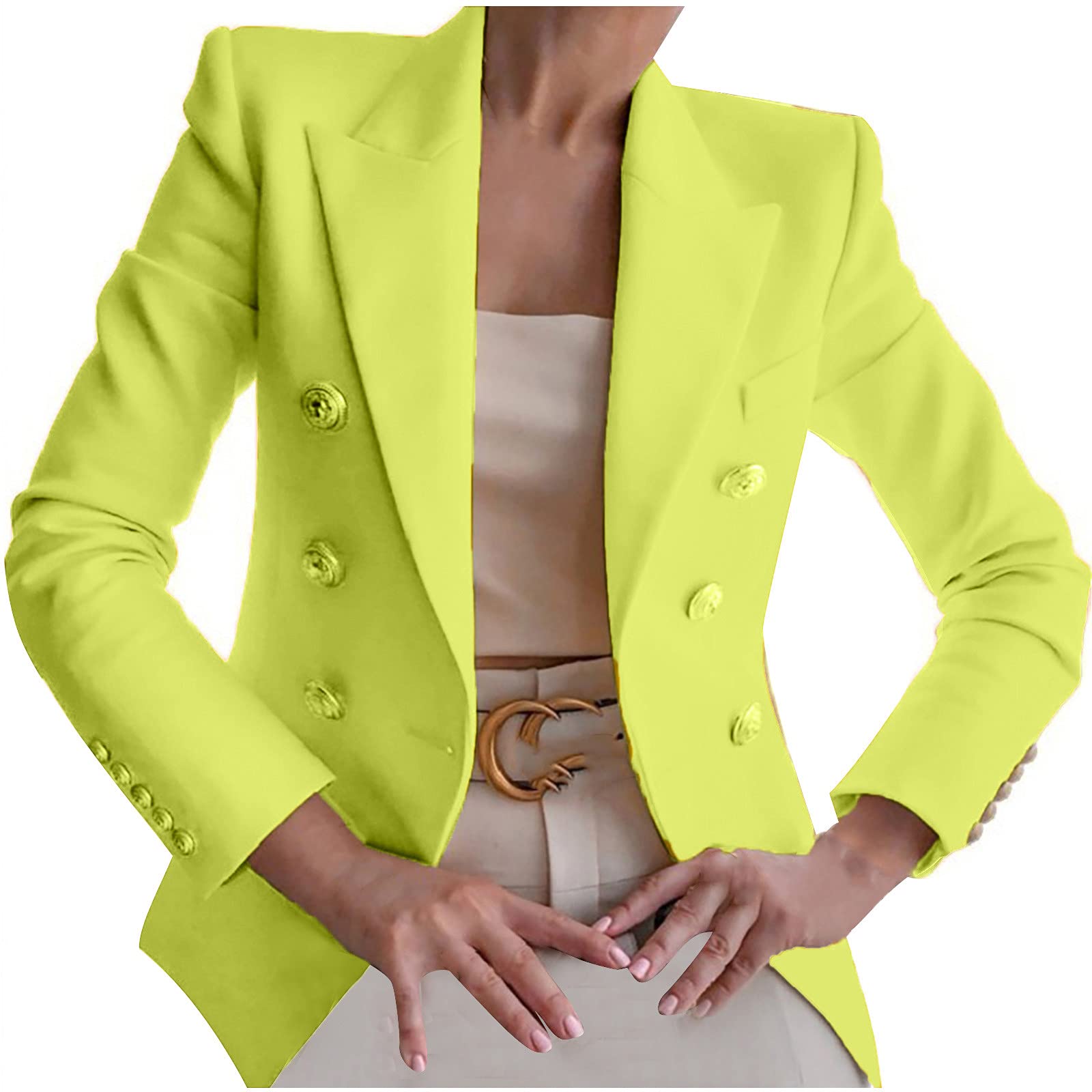 Women's Casual Open Front Blazer - Long Sleeve Work Office Jacket with Buttons, Solid Print Coat Cardigan for Business & Outwear | Perfect for Office, Meetings & Smart Casual Occasions