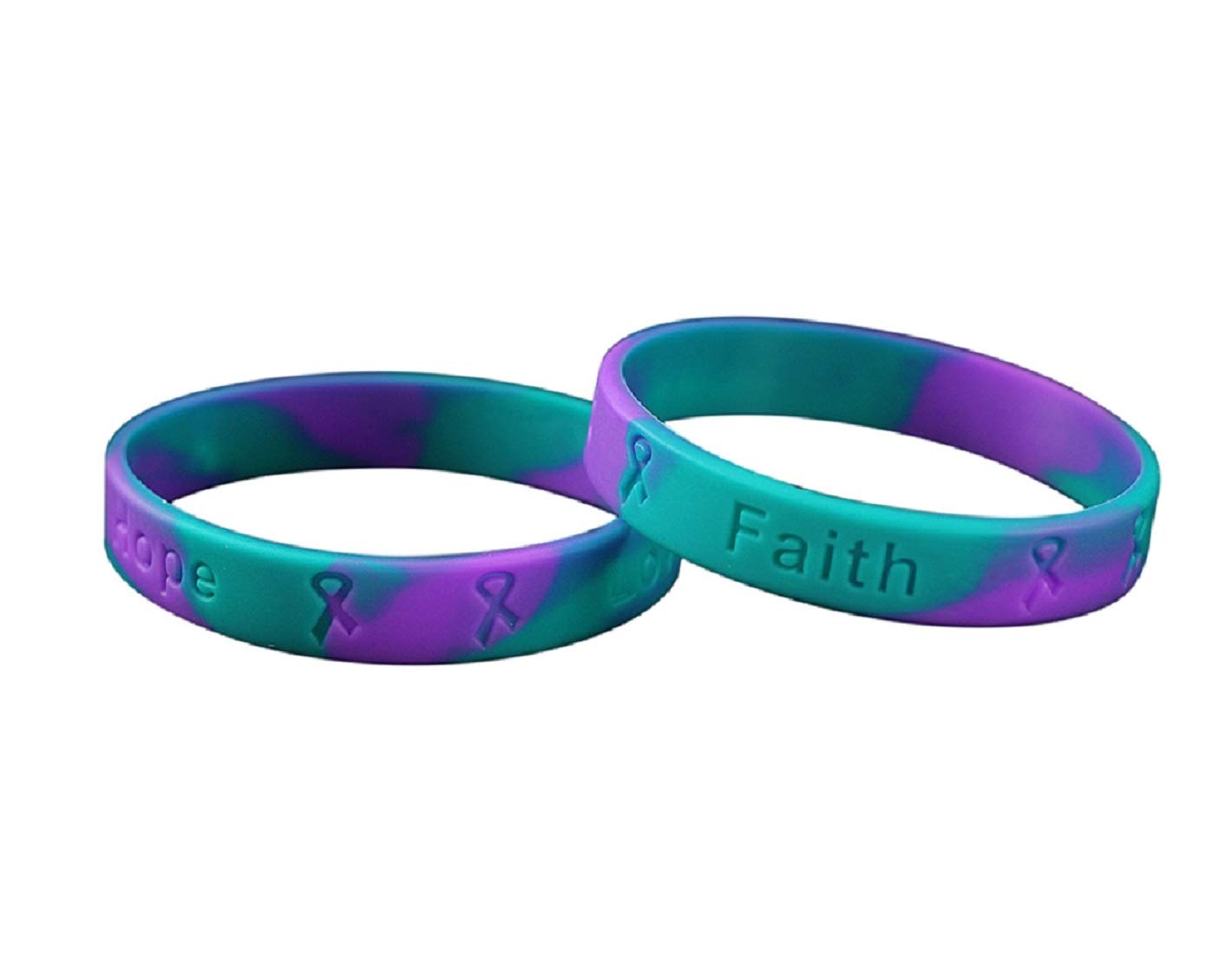 25 Pack Teal & Purple Sexual Assault Awareness Silicone Bracelets for Adults - Support Ribbon Wristbands for Fundraisers, Charity Events & Awareness Campaigns