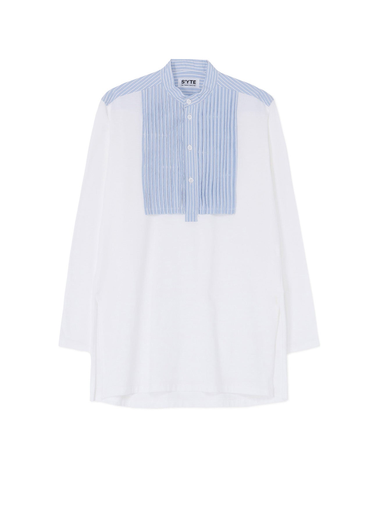 40/2 Cotton Jersey Striped Fabric Chest Pin Tucked Shirt - Casual Office Wear & Spring Layering Essential