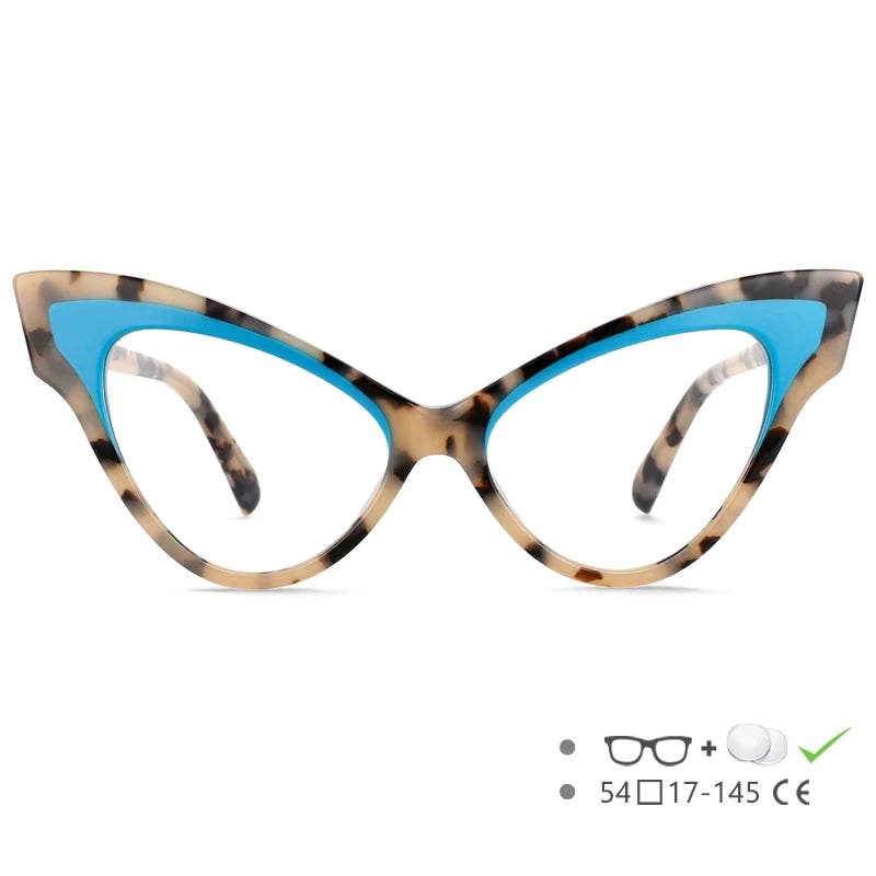CCspace Unisex Full Rim Oversized Cat Eye Acetate Eyeglasses 55270 - Retro Fashion Glasses for Women & Men - Perfect for Office, Reading, and Stylish Everyday Wear