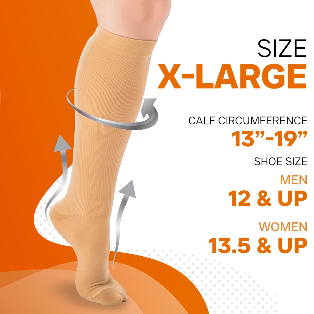 3 Pairs Knee High Compression Socks for Women & Men - Running & Travel