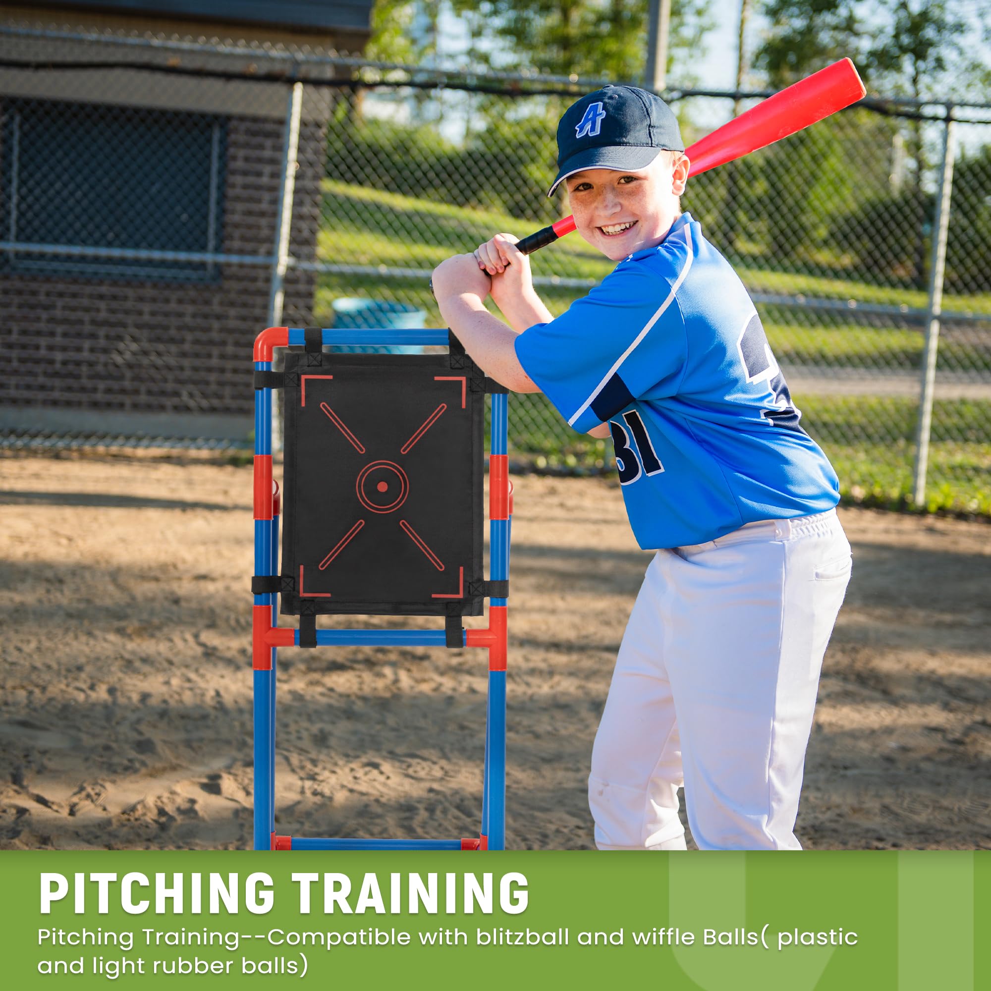 Ropoda Pitching Training Strike Zone Target - Practice Baseball & Softball with Wiffle Balls, Blitzballs & Plastic Baseballs | Easy Setup for Kids & Adults | Perfect for Backyard, Park & Team Training Sessions