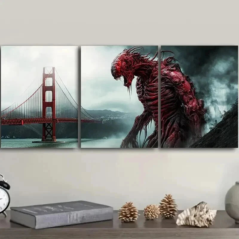 3-Piece Dissecting Alien Life Wall Art Set - Framed Canvas 50x70cm | High Quality Print | 100% Australian Made | Ready to Hang | Perfect for Sci-Fi Home Decor & Office Spaces