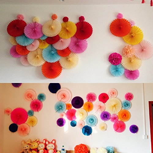 Zorpia® 12-Pack Decorative Paper Fans - 10 & 16 Inch for Party Decor