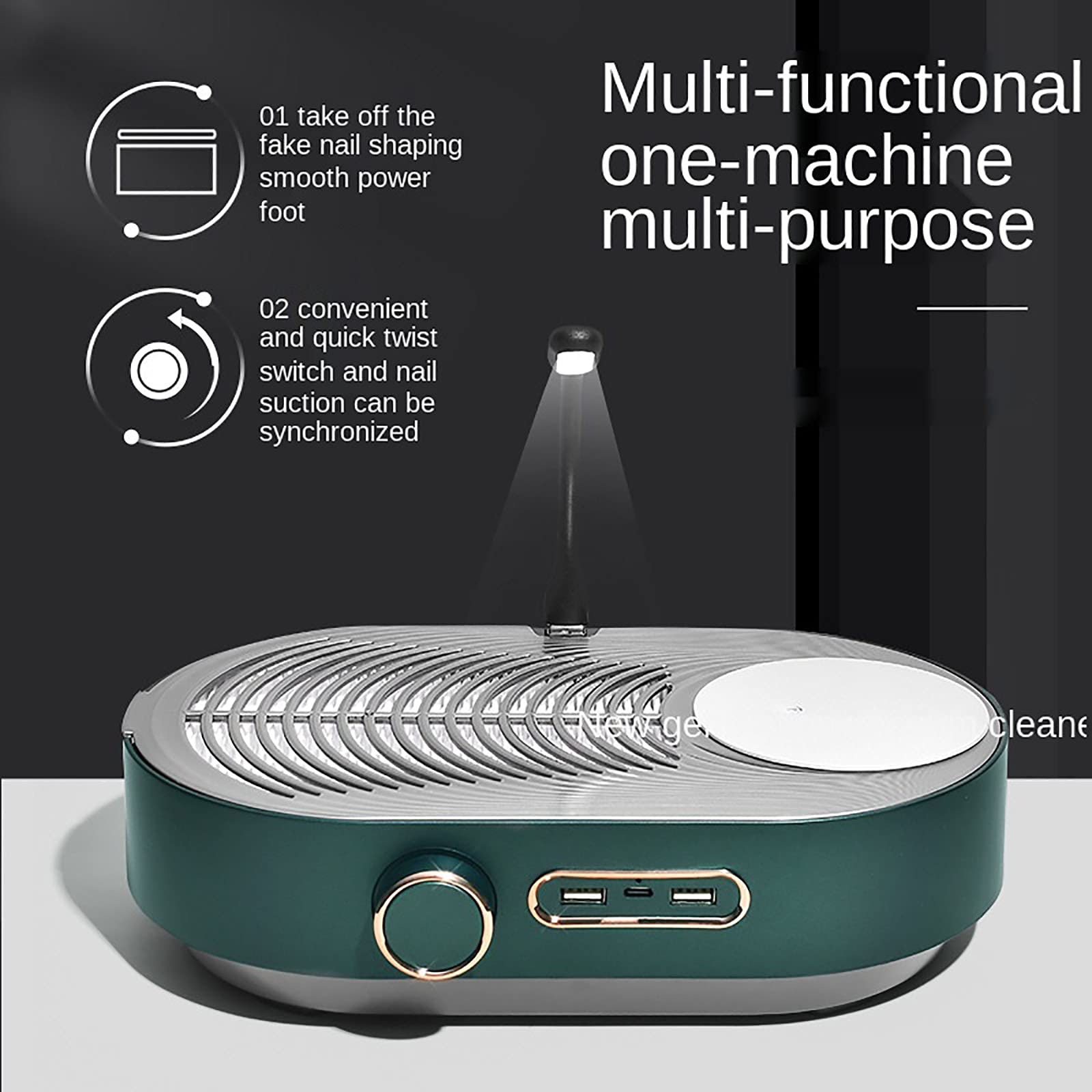 Professional Nail Dust Collector with LED Light - Salon Vacuum Cleaner for Acrylic Nails, Manicure & Pedicure Dust Removal | Perfect for Nail Salons, Home Grooming & Professional Nail Technicians