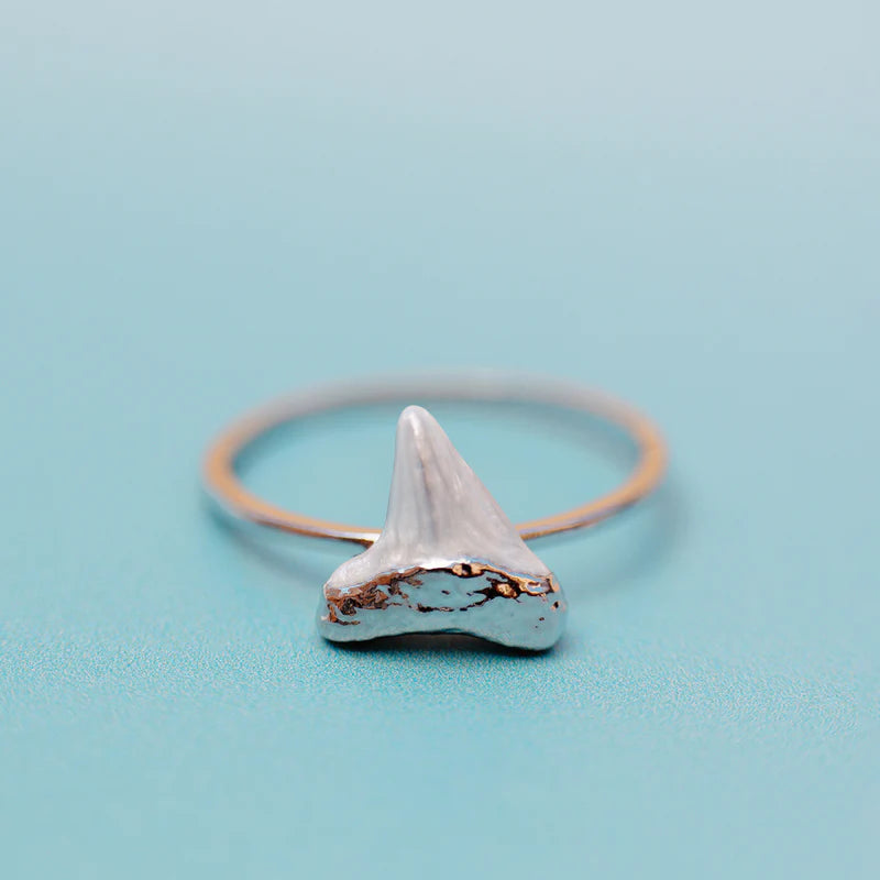 Stone Shark Tooth Ring for Men - Handmade Adjustable Stainless Steel Jewelry - Perfect for Beach Parties, Gifts, and Outdoor Adventures
