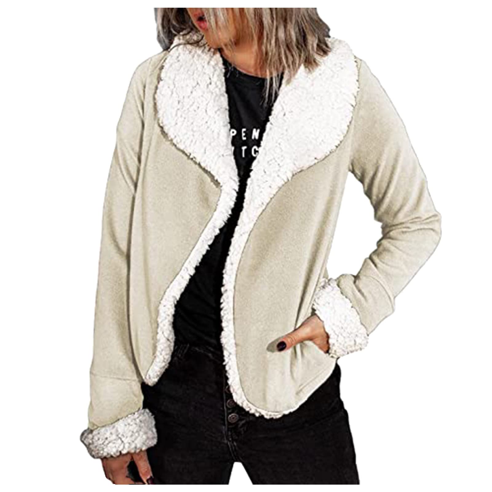 Pandaie Women's 2sable Motorcycle Jacket - Lapel Suede Leather Buckle Long Sleeve Faux Lamb Wool Coat for Riding & Winter Fashion | Perfect for Biker Ladies, Outdoor Adventures & Street Style