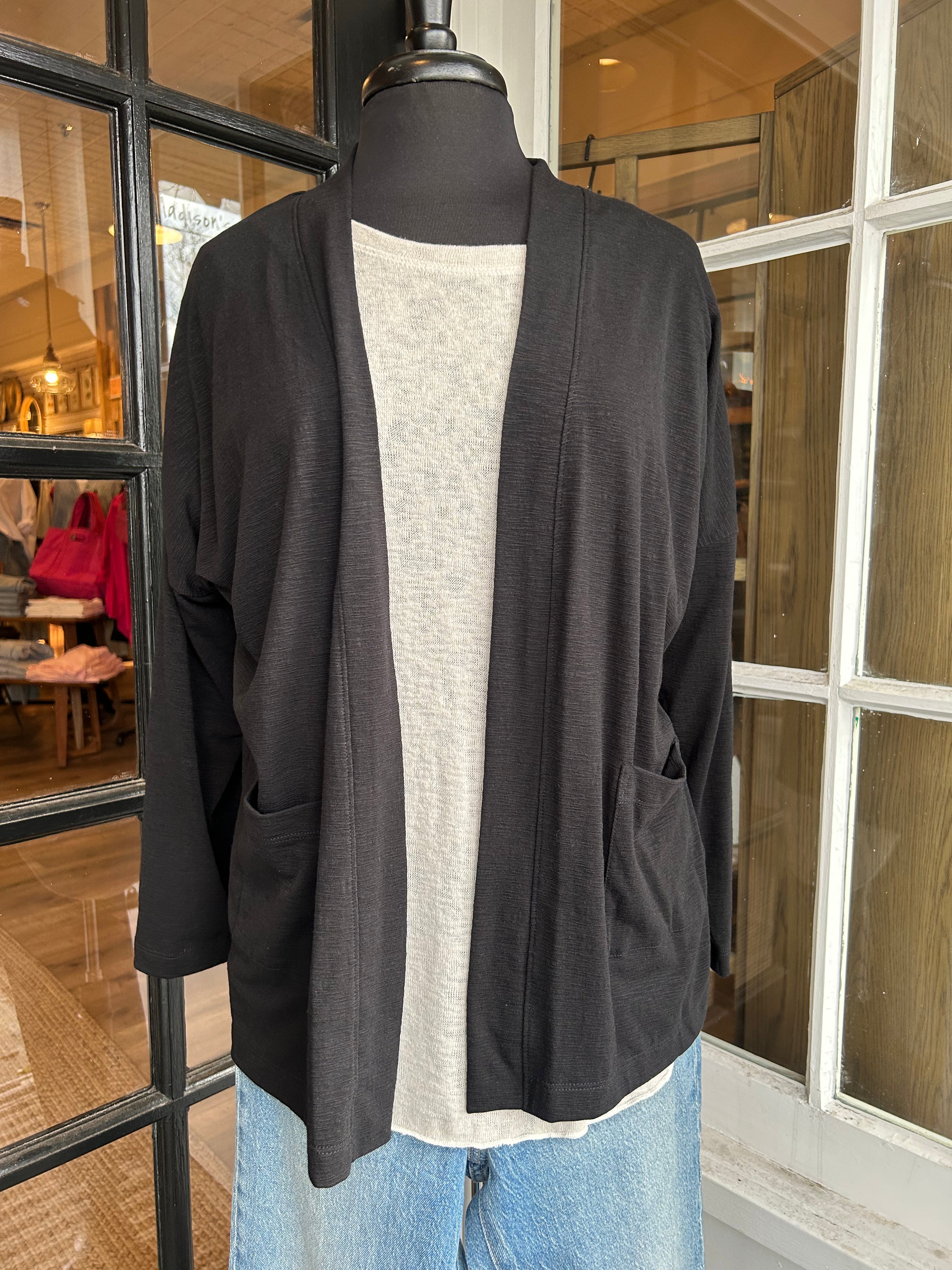 Black Farina Open Cardigan for Women - Lightweight Knit Cardigan for Office, Date Night & Casual Wear