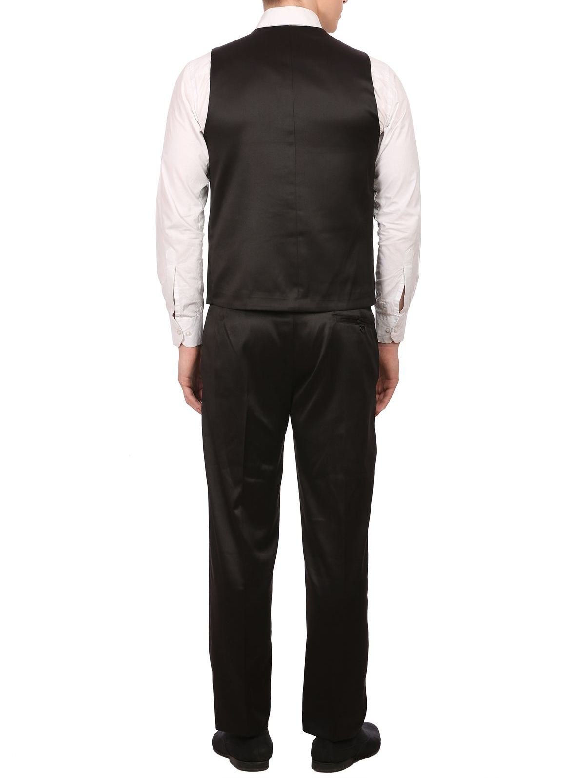 Vintage Men's Polyester Blend Black Tuxedo Vest & Pants Set with Notch Lapel | Formal Wedding, Prom, Evening Wear