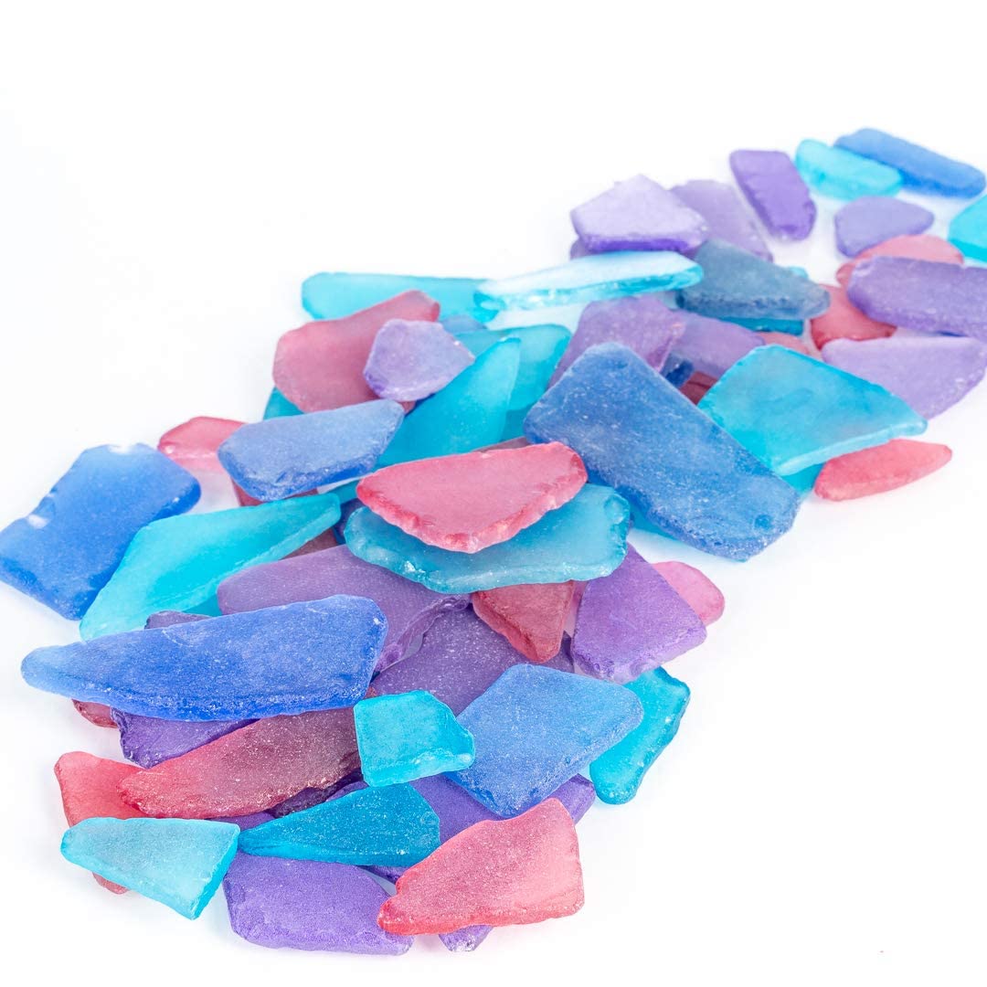 Natural Sea Glass for Crafts - Blue, Red & Purple Beach Glass Décor (11 Oz) - Perfect for Vase Fillers, DIY Projects, Beach Themed Weddings & Home Decoration