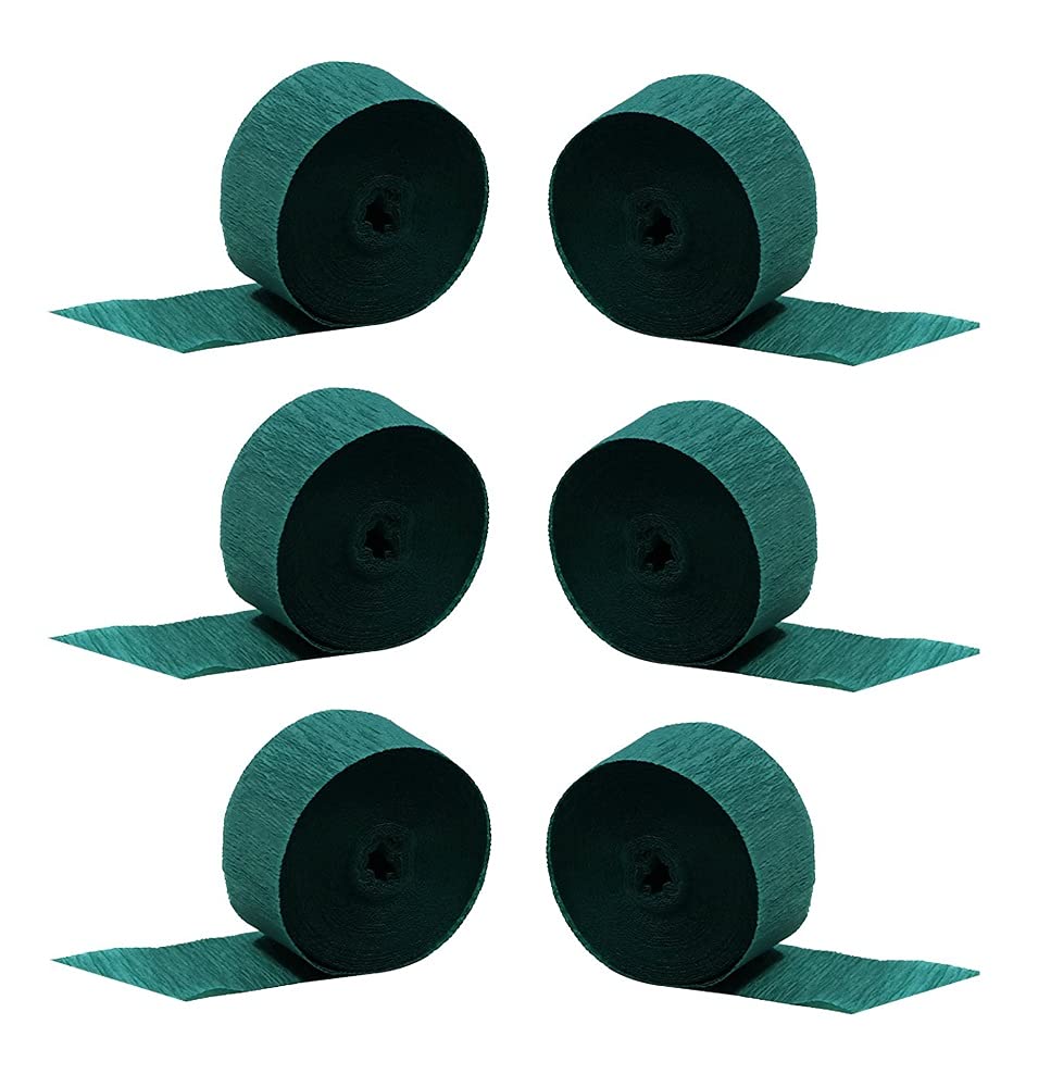 Premium Teal Peacock Crepe Paper Streamers - 6 Rolls Bulk Pack | USA Made | Perfect for Birthday Parties, Baby Showers & Wedding Decorations
