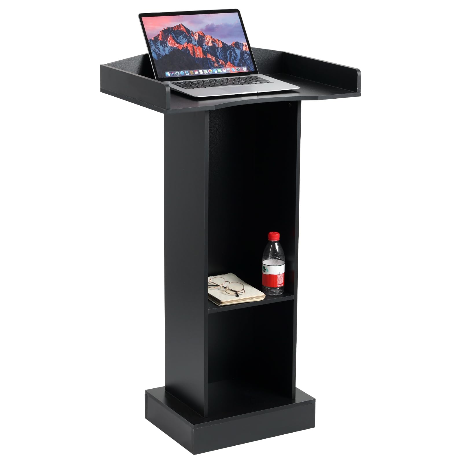 Wooden Podium Stand with Heavy Base for Lectern, Church, Classroom & Wedding Speeches - Durable Presentation Pulpit for Lectures & Public Speaking