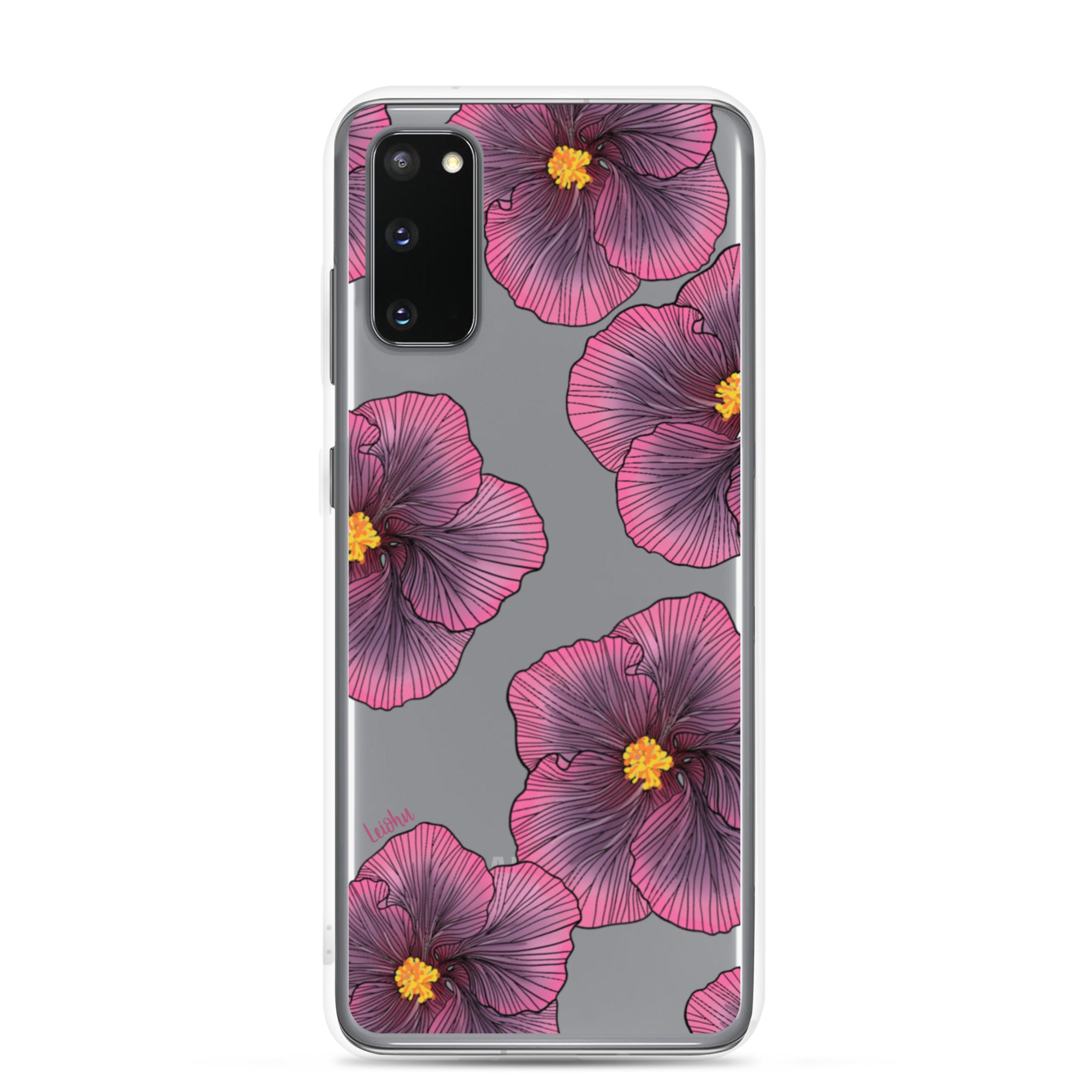 Sunset Hibiscus Clear Phone Case for Samsung Galaxy - Slim Protective Cover with Floral Design for Everyday Use, Work, and Travel