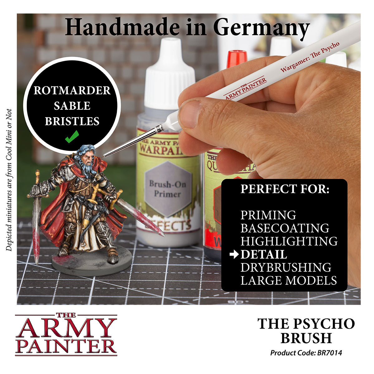 Wargamer Brush: The Psycho - Premium Miniature Painting Brush for Warhammer & Tabletop Gaming - Perfect for Detailed Model Painting & Hobby Crafting