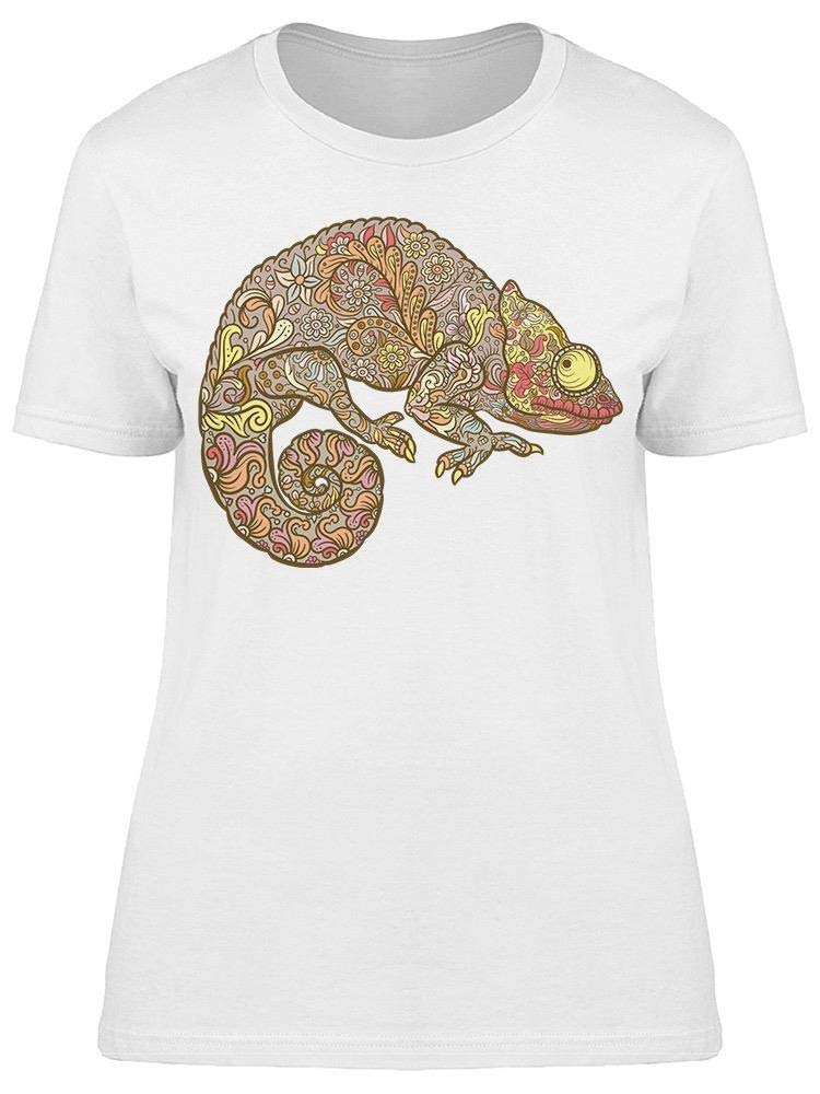 Hand Painted Chameleon Graphic T-Shirt for Women | Unique Reptile Design Cotton Tee | Perfect for Casual Wear, Animal Lovers & Nature Enthusiasts