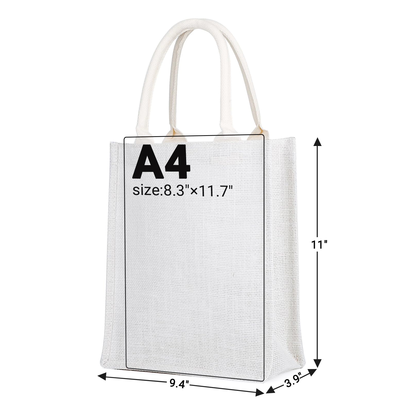 Segarty 6-Pack Small White Burlap Jute Reusable Canvas Tote Bags with Handles - Eco-Friendly Blank Bulk Totes for Bridesmaid Wedding Favors, Women's Grocery Shopping, Bachelorette Party & Beach Trips - Perfect for Farmers Markets, Picnics and Everyday Use