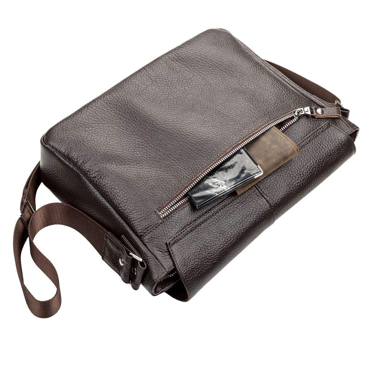 Premium Genuine Leather Messenger Bag for Men - Durable Business Briefcase & Work Laptop Bag - Shvigel 00798 - Perfect for Office, Travel & Daily Commute