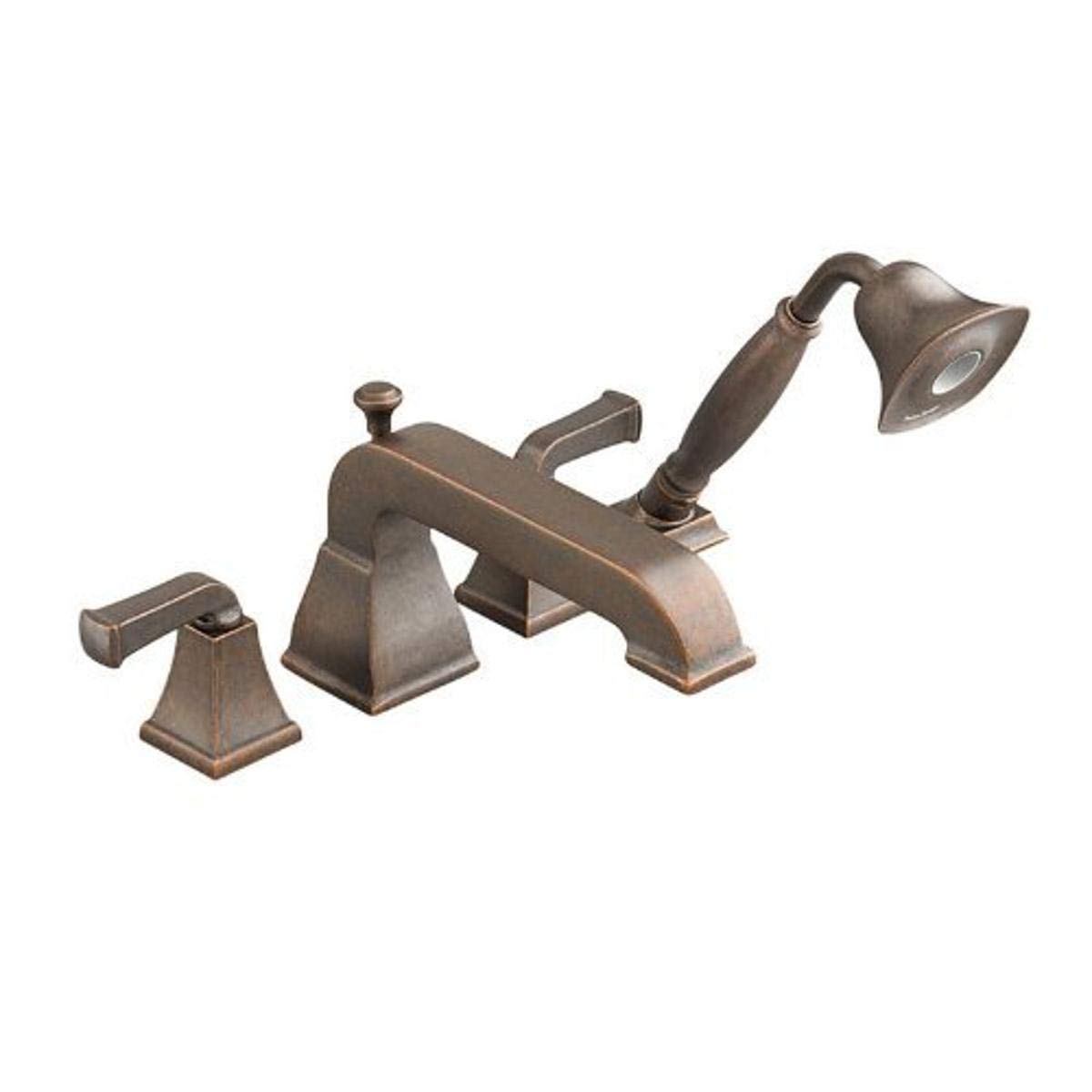 American Standard 2555.921.224 Oil Rubbed Bronze Deck-Mount Tub Filler with Hand Shower - Perfect for Bathroom Renovation & Spa-Like Shower Experience