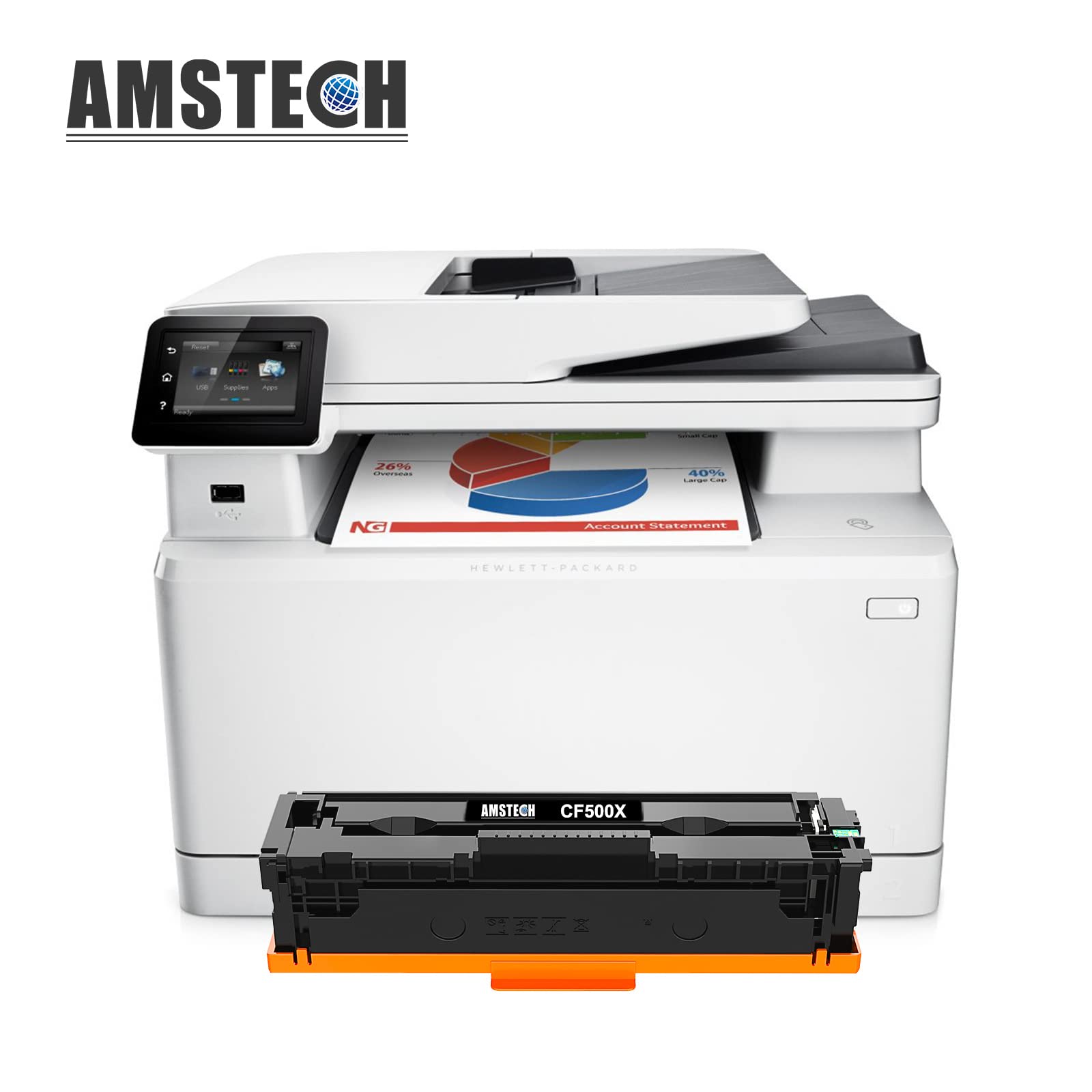 Amstech Compatible Toner Cartridge Replacement for HP 202A 202X CF500X CF501X CF502X CF503X - Works with HP Laserjet Pro MFP M281fdw M281cdw M254dw M254dn M280nw (Black, Cyan, Yellow, Magenta, 4-Pack) - High Yield Printing for Office & Home Use