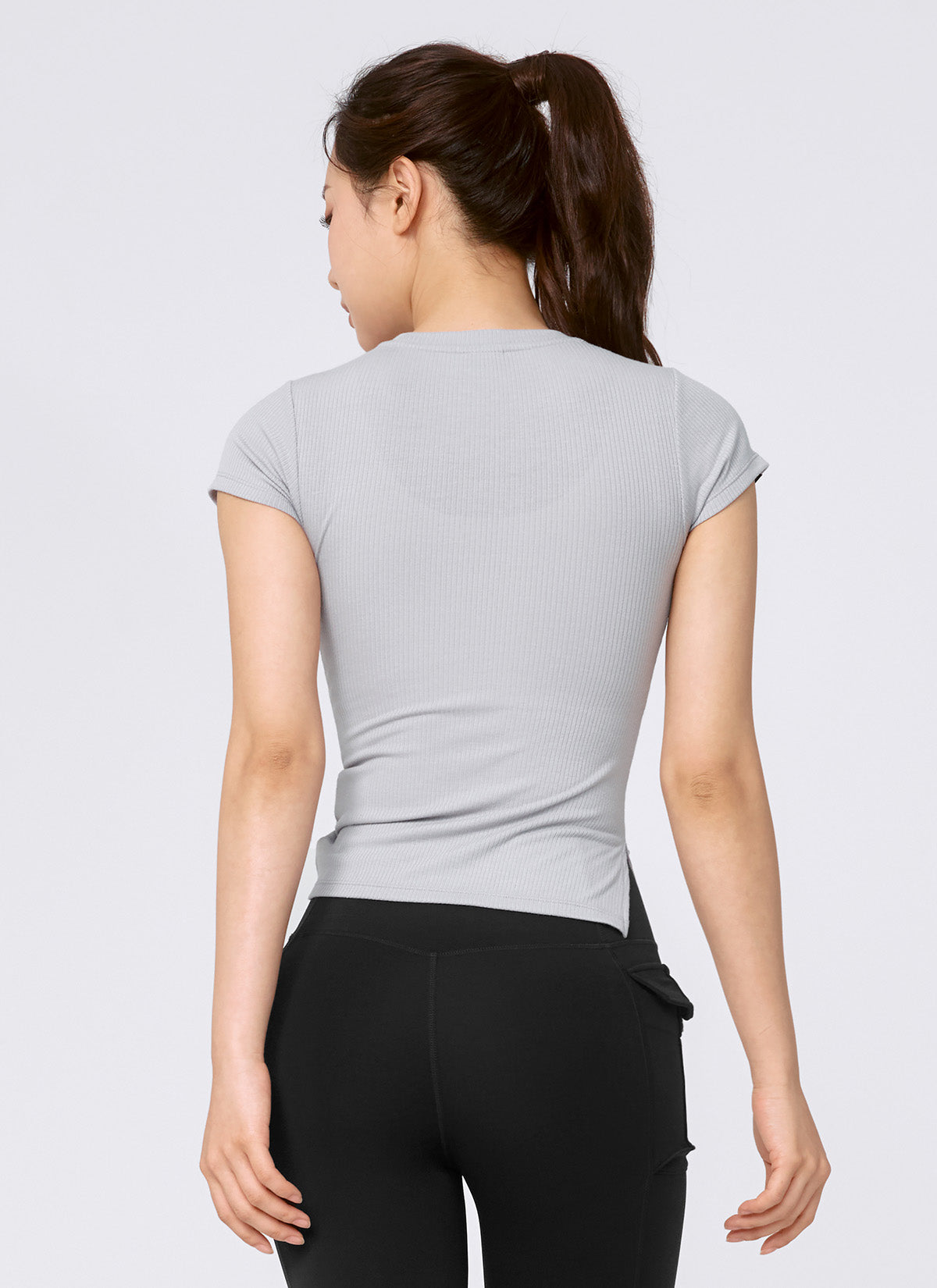 Soft Ribbed Side String Short Sleeve T-Shirt for Women - Casual Summer Top with Adjustable Ties - Perfect for Beach, Yoga, and Everyday Wear