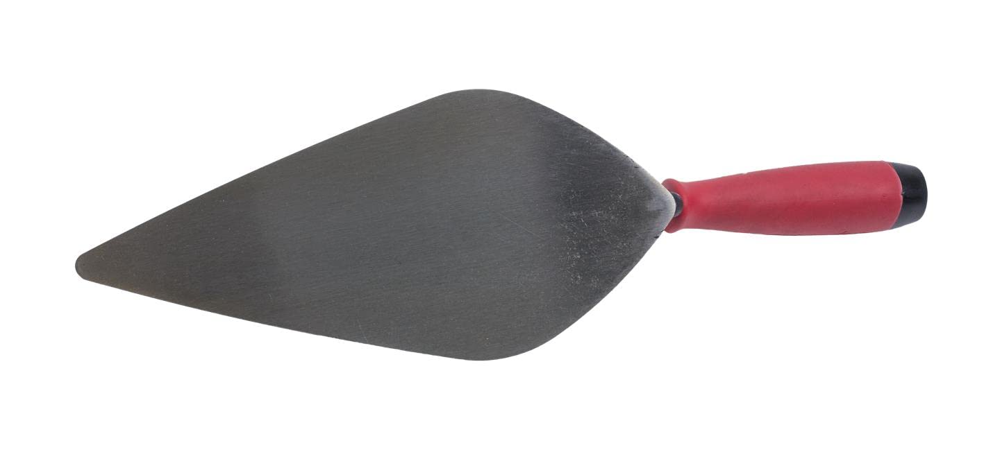 QLT By MARSHALLTOWN London Style Brick Trowel - 12 x 5 Inch Masonry Trowel with Soft Grip Handle (BTSG12) - Perfect for Bricklaying, Masonry Work & DIY Home Projects