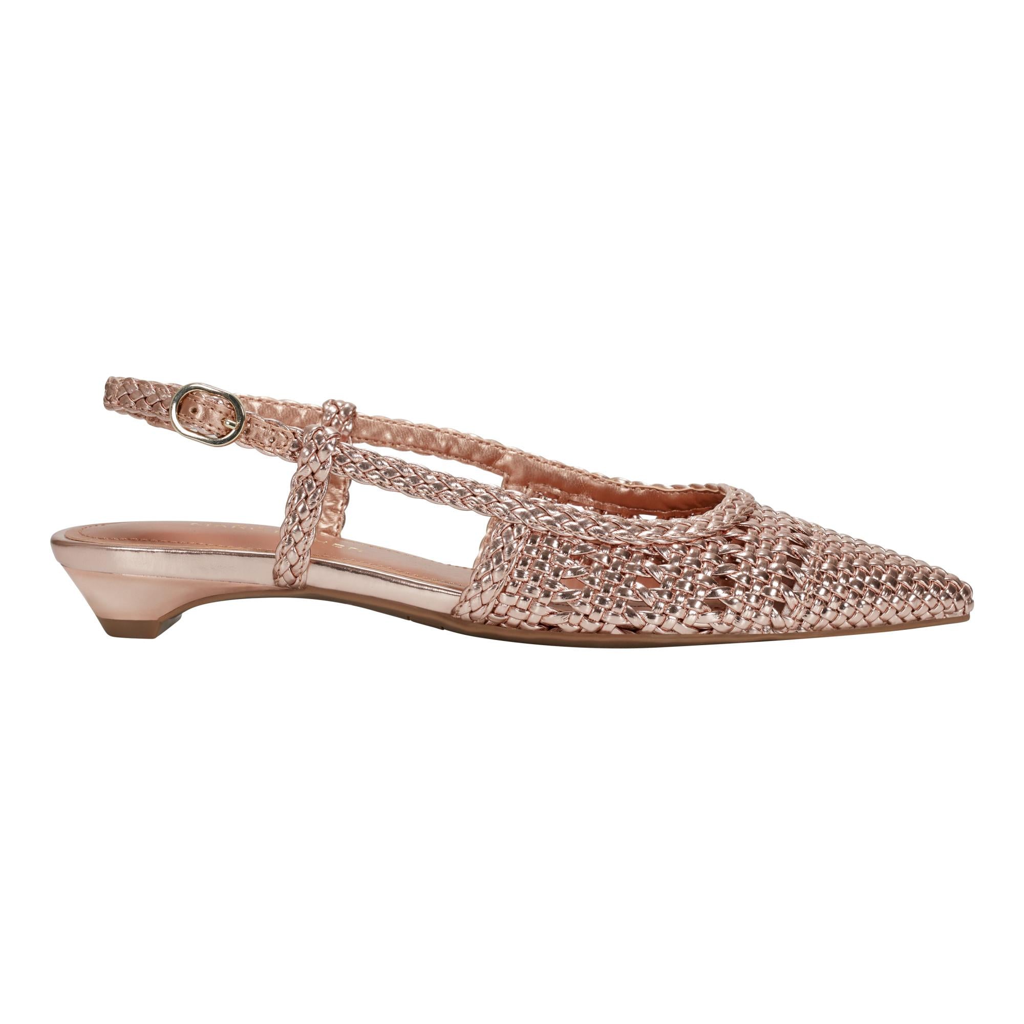 Marc Fisher Women's Kelysa Topazio90952 Flat Woven Metallic Sandals - Comfortable & Stylish for Summer, Beach, Party & Casual Wear