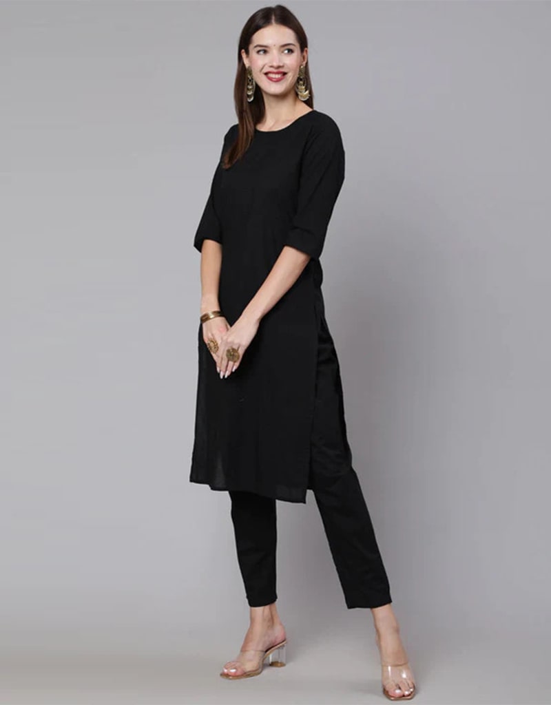 Premium Black Pure Cotton Pant Suit for Women - Comfortable & Stylish Office Wear, Business Attire, and Formal Occasions