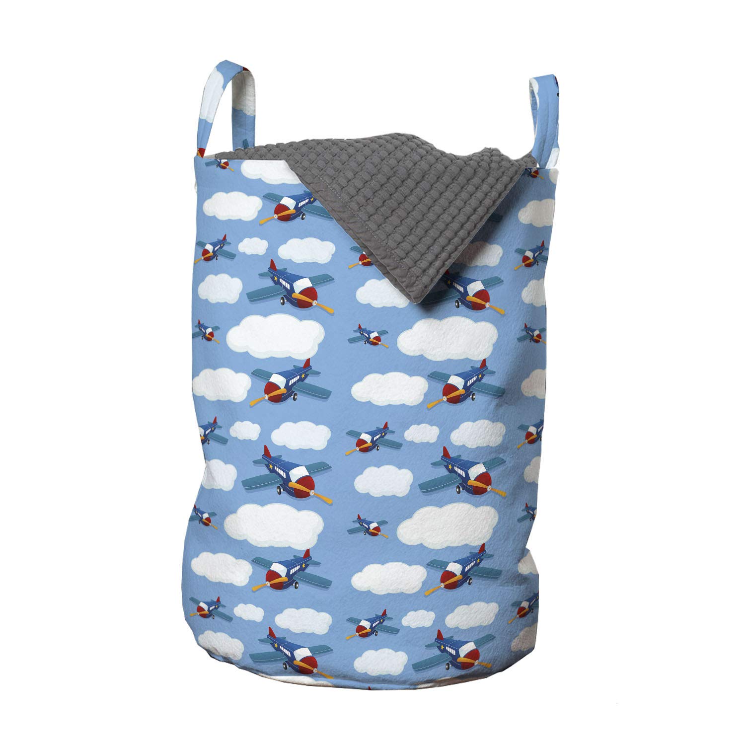Ambesonne Blue Sky Laundry Bag with Funky Airplanes Design - 13