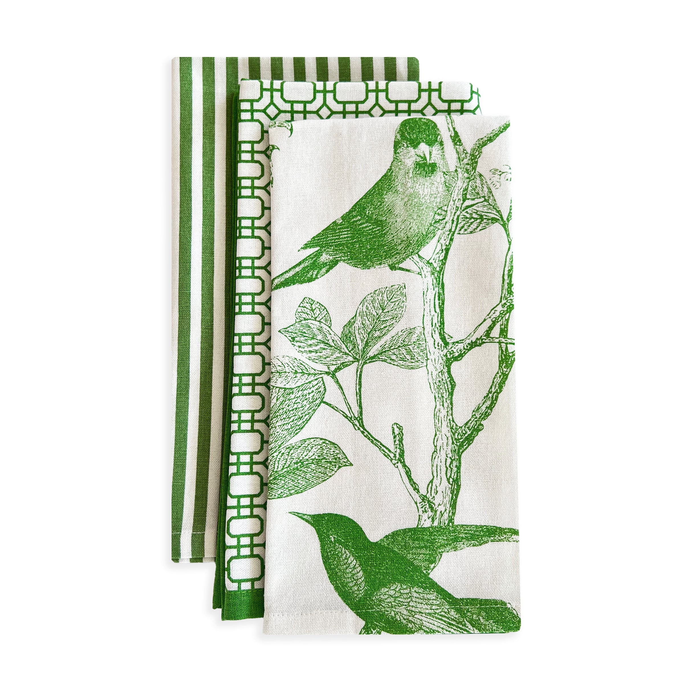 Premium Green Newport Garden Gate Dinner Napkins - Set of 4 - Elegant Cloth Napkins for Fine Dining, Dinner Parties & Holiday Table Settings