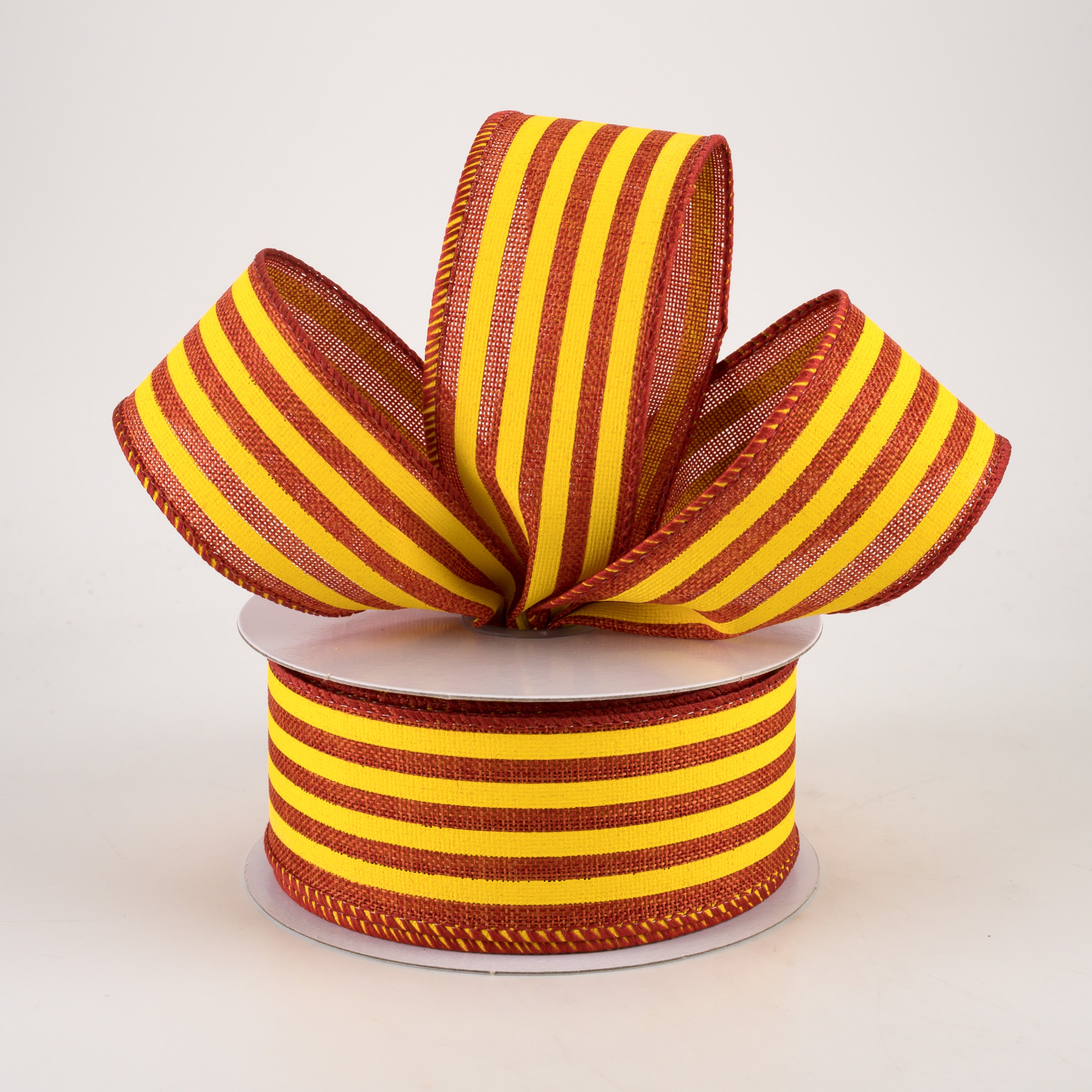 1.5 Inch Cabana Stripes Ribbon - Dark Orange & Yellow Cotton Ribbon (10 Yards) for Gift Wrapping, DIY Crafts, Party Decorations & Hair Bows