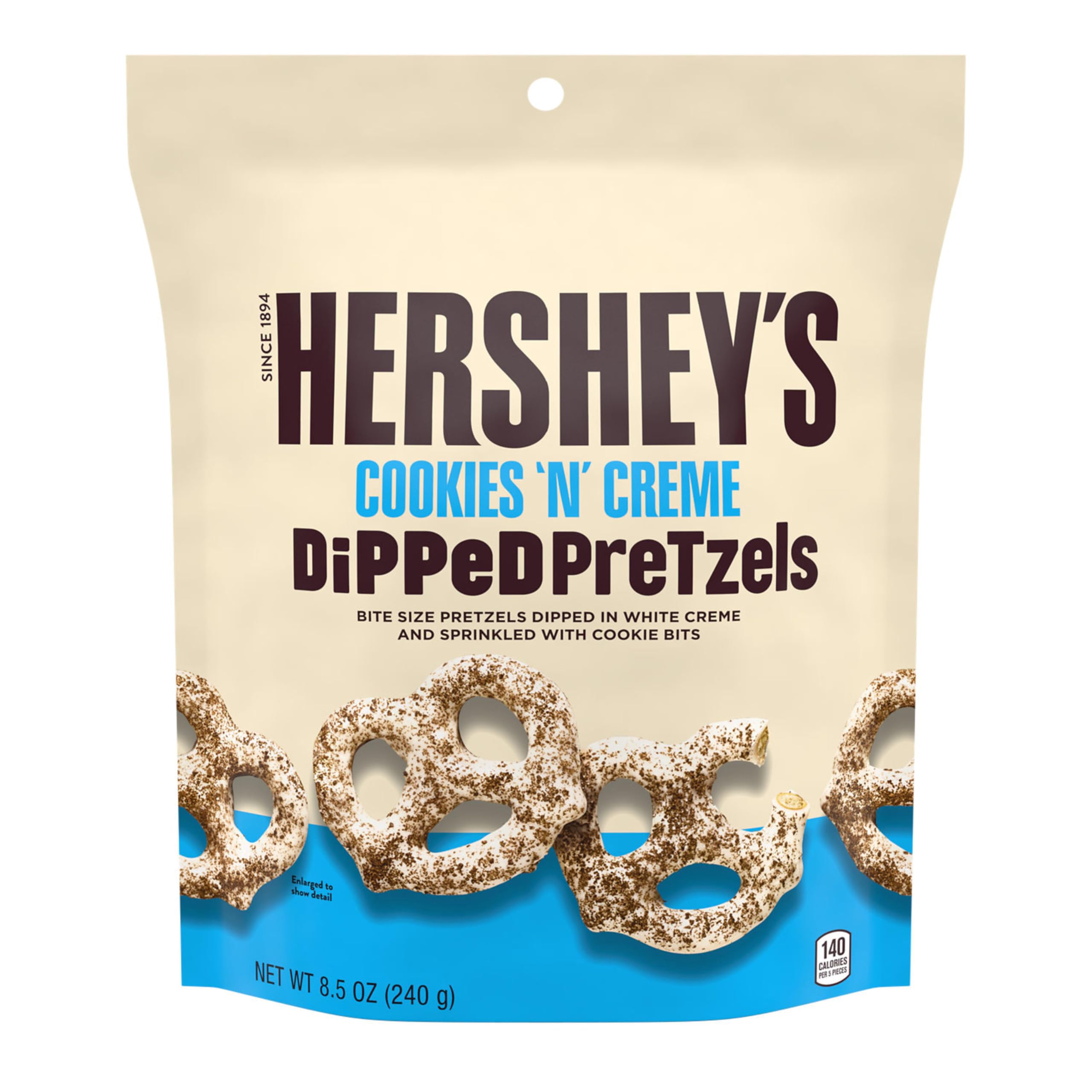 HERSHEY'S Cookies 'n' Creme Dipped Pretzels - 8.5 oz Bag | Sweet & Salty Snack for Parties, Movie Nights & Office Treats