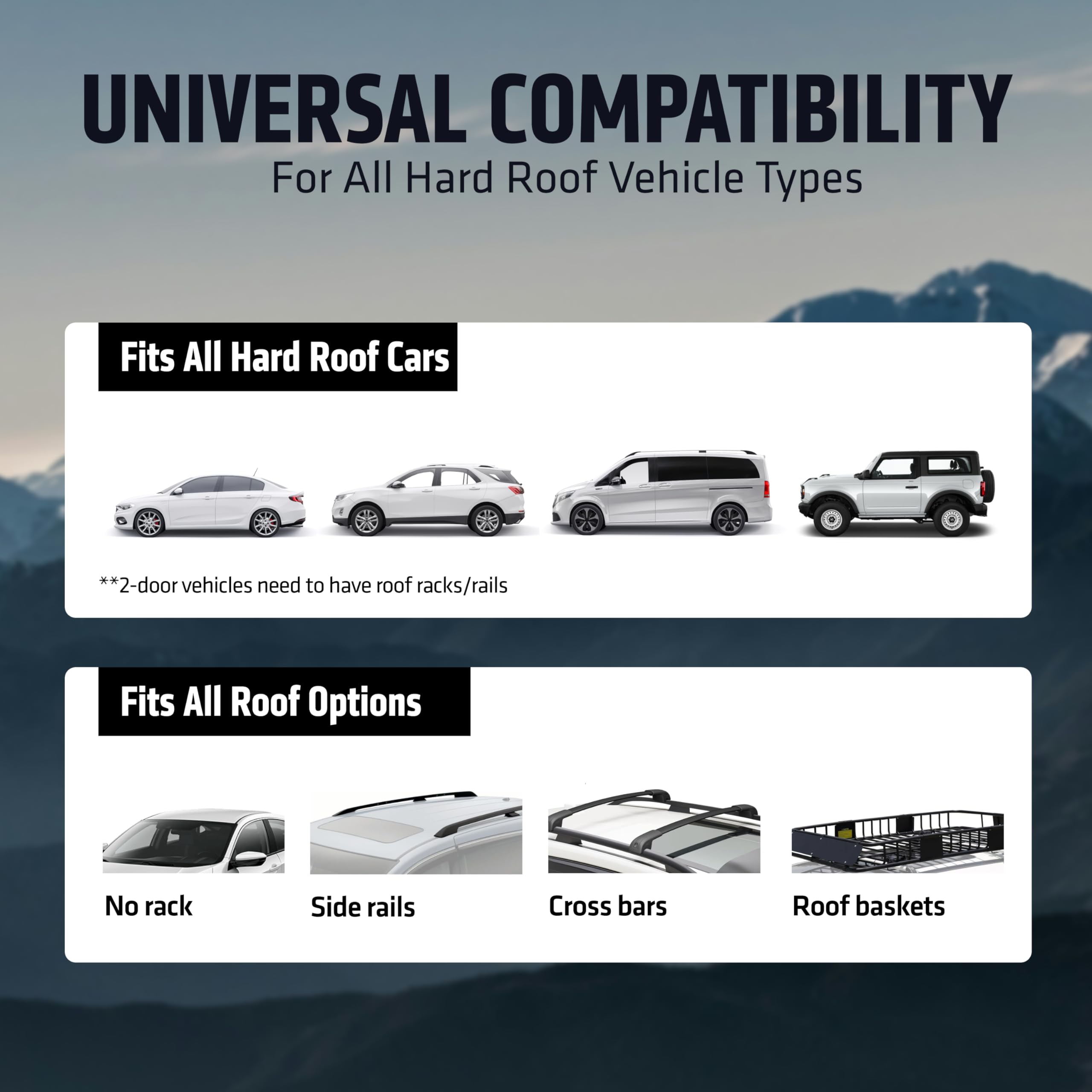 Universal XXL Waterproof Car Rooftop Cargo Carrier Bag - Holds 6 Suitcases, No Roof Rack Needed - SUV Luggage Rack with 6 Hooks & Storage Mat - Perfect for Road Trips, Camping & Family Vacations
