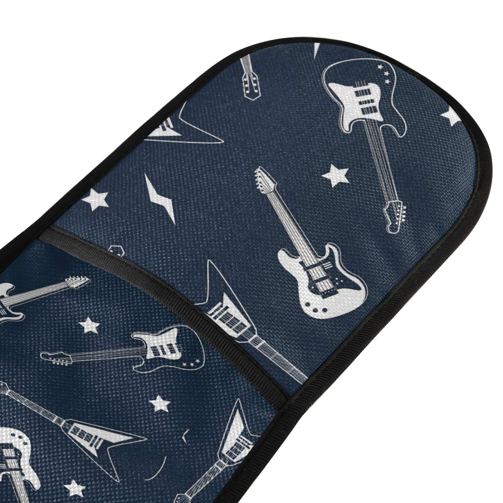 Blue Guitar Art Seamless Oven Mitts & Pot Holders Set - Heat Resistant BBQ Gloves for Cooking, Baking & Grilling - Funny Kitchen Mittens (35