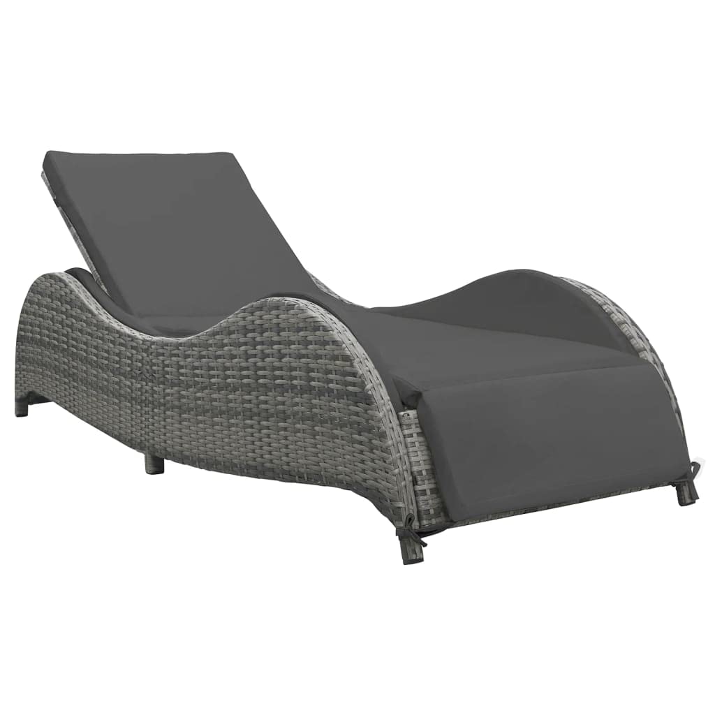 Adjustable Outdoor Chaise Lounge Chair - All-Weather Patio Recliner with Cushion for Pool, Beach, Yard & Garden | Poly Rattan Sun Lounger in Anthracite | Perfect for Relaxing by the Pool, Sunbathing, or Outdoor Lounging
