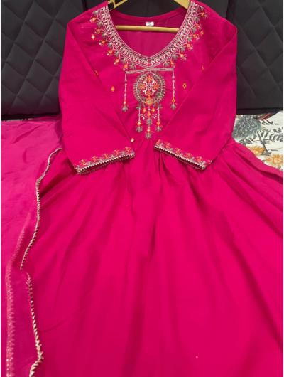 Elegant Pink Cotton Embroidered Kurta & Sharara Set with Mulmul Dupatta - Traditional Indian Ethnic Wear for Women, Perfect for Weddings, Festivals & Special Occasions