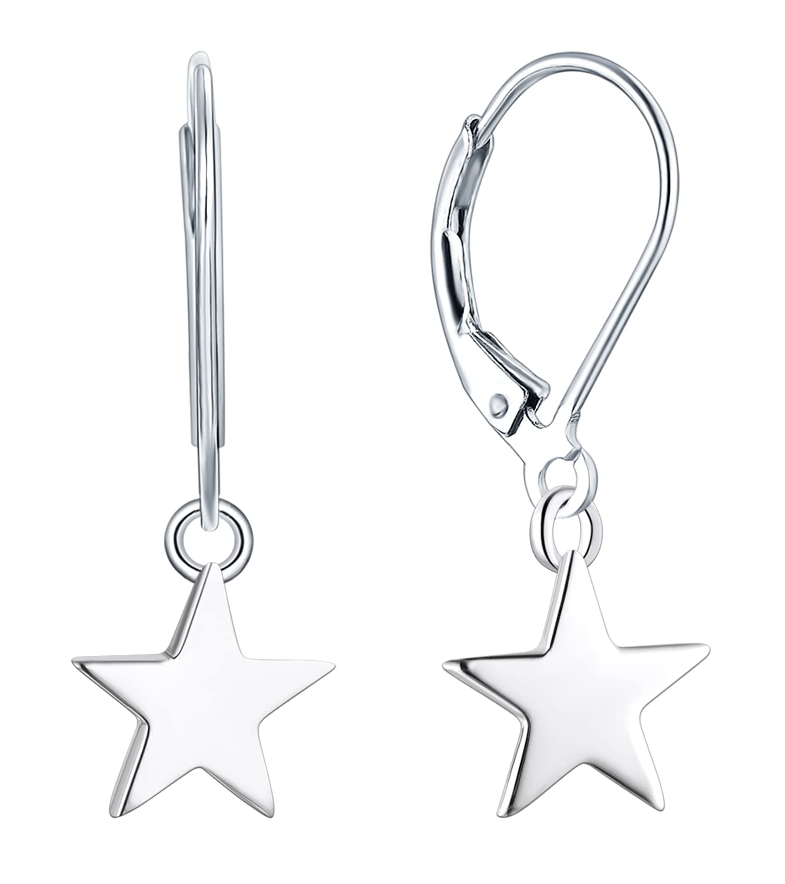 925 Sterling Silver Cross Star Moon Dangle Drop Earrings for Women - Hypoallergenic Leverback Jewelry for Everyday Wear, Gift Giving & Special Occasions