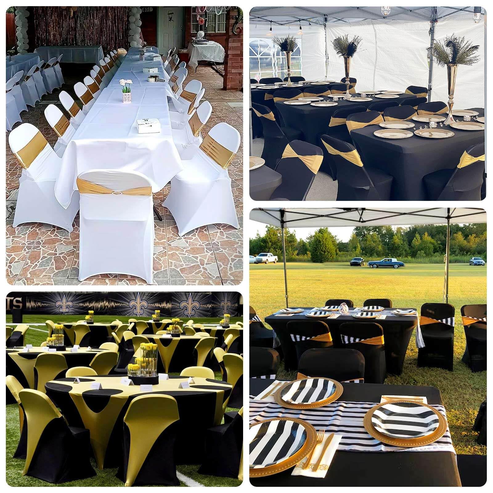 Efavormart 40-Pack Premium Black Spandex Stretch Folding Chair Covers - Elastic Fitted Seat Covers for Weddings, Parties, Events & Home Decor