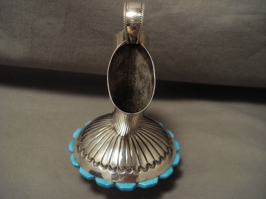 202 Gram Solid Sterling Silver Vintage Navajo Turquoise Bracelet - Handmade Native American Jewelry for Women - Perfect for Boho Fashion, Gift Giving & Special Occasions