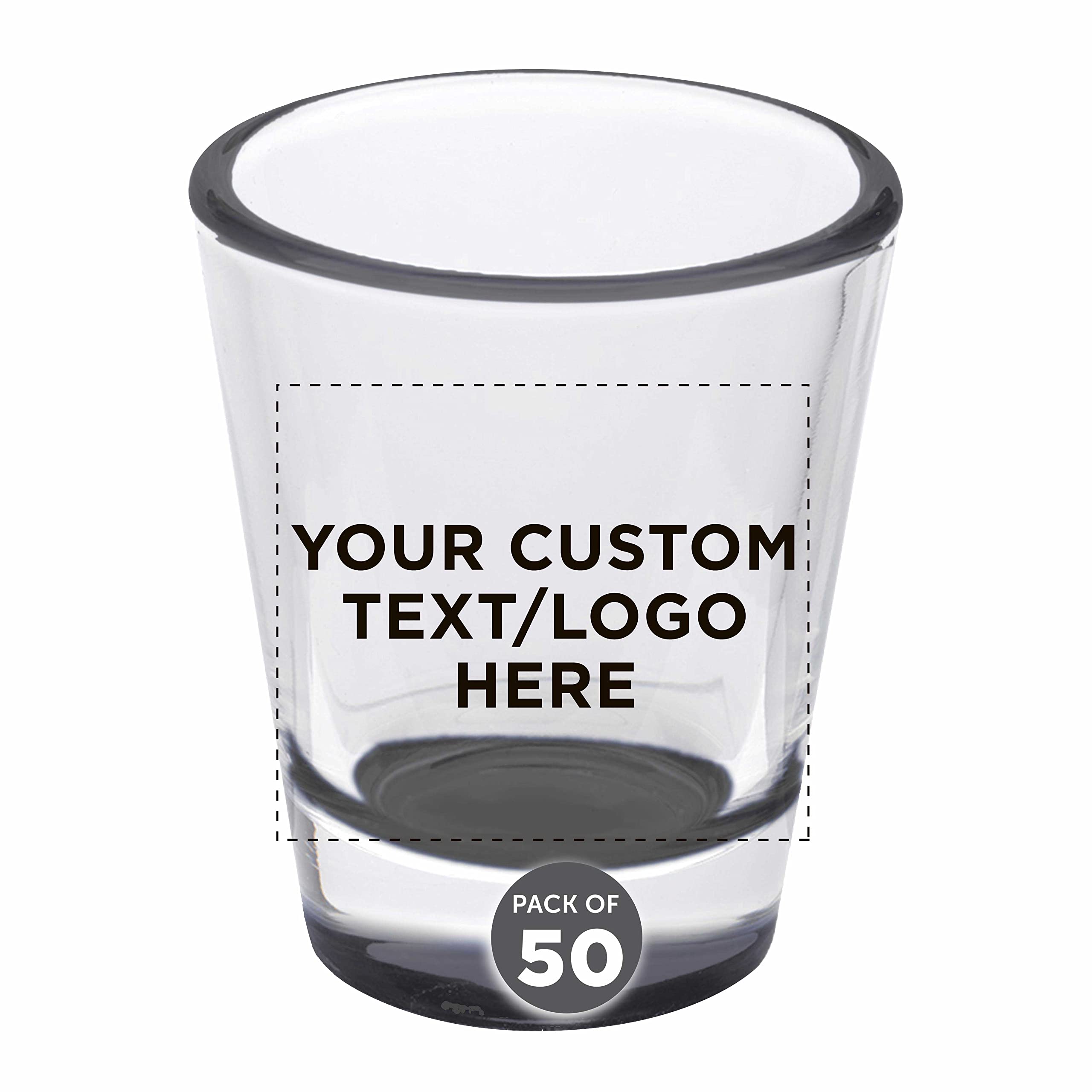 Custom Shot Glasses 1.75 oz (50-Pack) - Personalized Bulk Barware for Weddings, Bachelorette Parties & Events - Black Color Bottom - Perfect for Cocktail Hours, Bridal Showers & Themed Celebrations