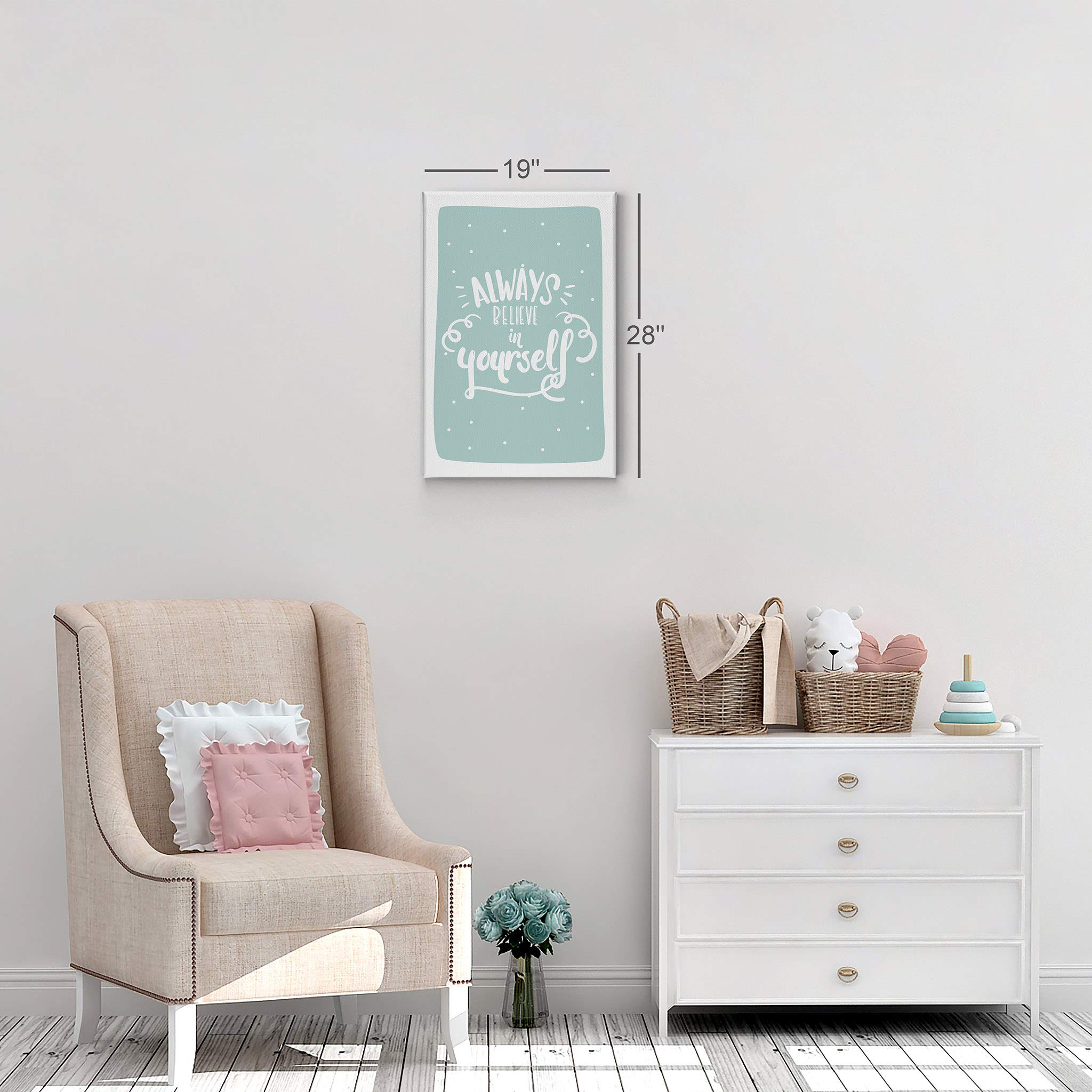 Always Believe in Yourself Inspirational Wall Art - Turquoise Canvas Print for Kids Room, Nursery & Baby Room Decor - Ready to Hang 22x15 - Made in USA | Motivational Gift for Children's Bedroom, Playroom & Classroom
