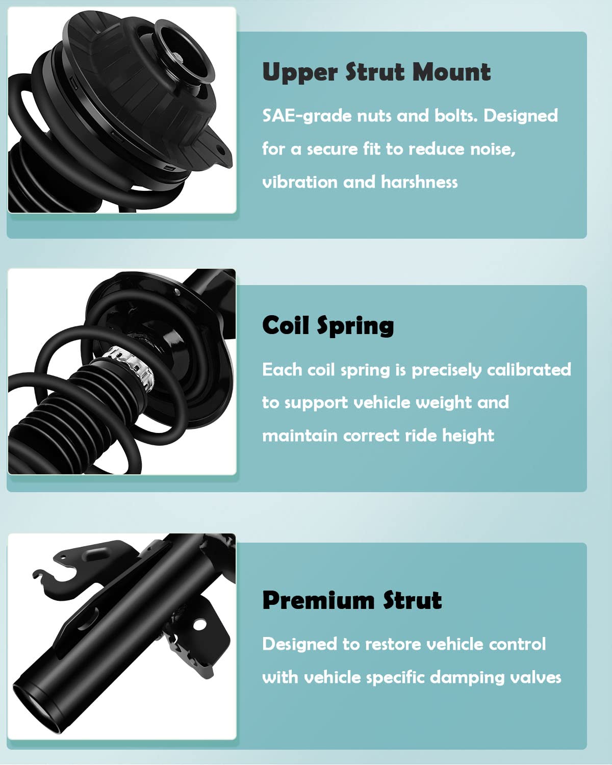 SCITOO Front Complete Strut Shock Coil Spring Assembly Compatible with 2013-2016 Dodge Dart - Smooth Ride & Enhanced Suspension for City Driving & Highway Commutes