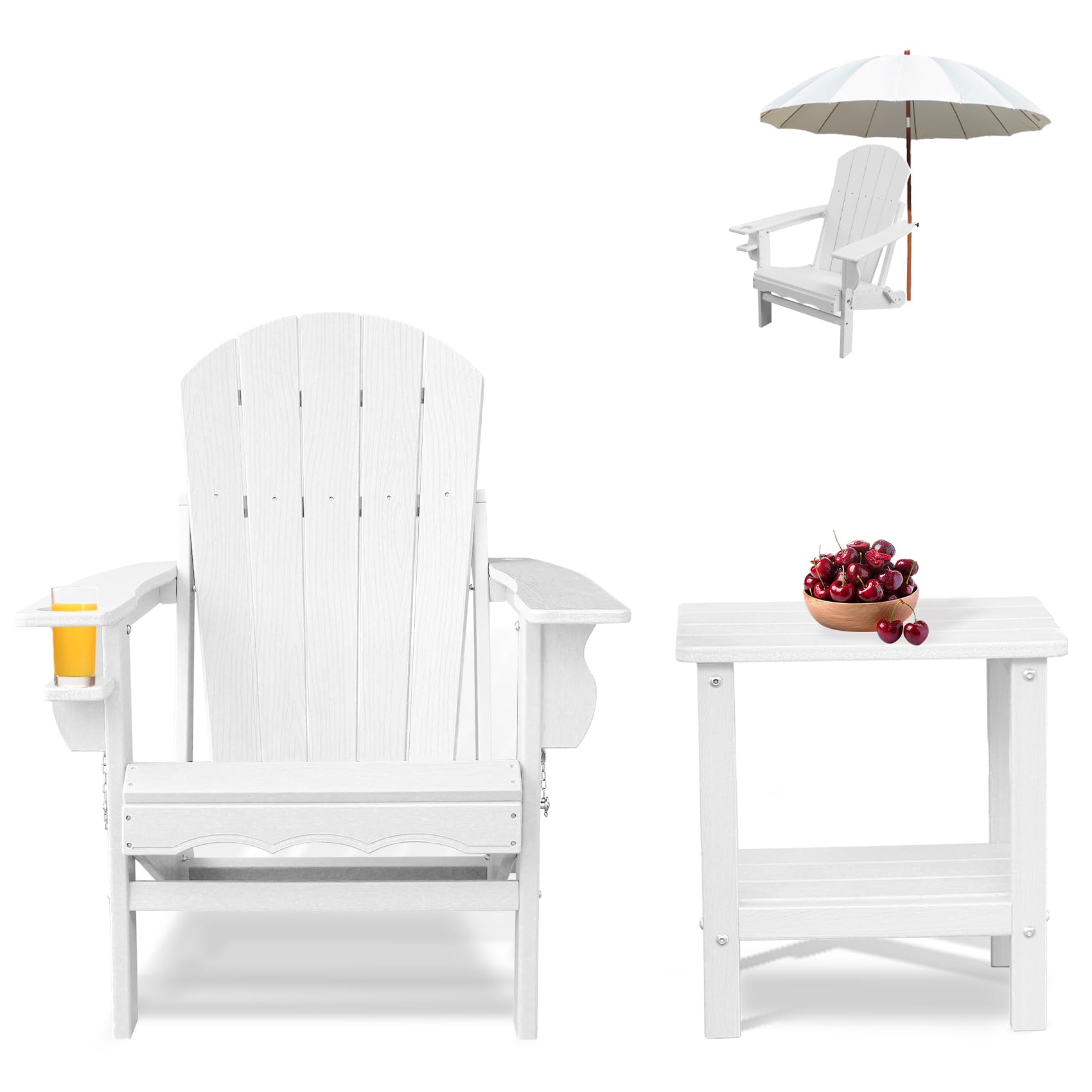 **Folding Adirondack Chairs with Side Table - Weather-Resistant Modern Outdoor Chairs for Patio, Porch, Deck, Garden & Fire Pit - Perfect for Relaxing & Lounging**