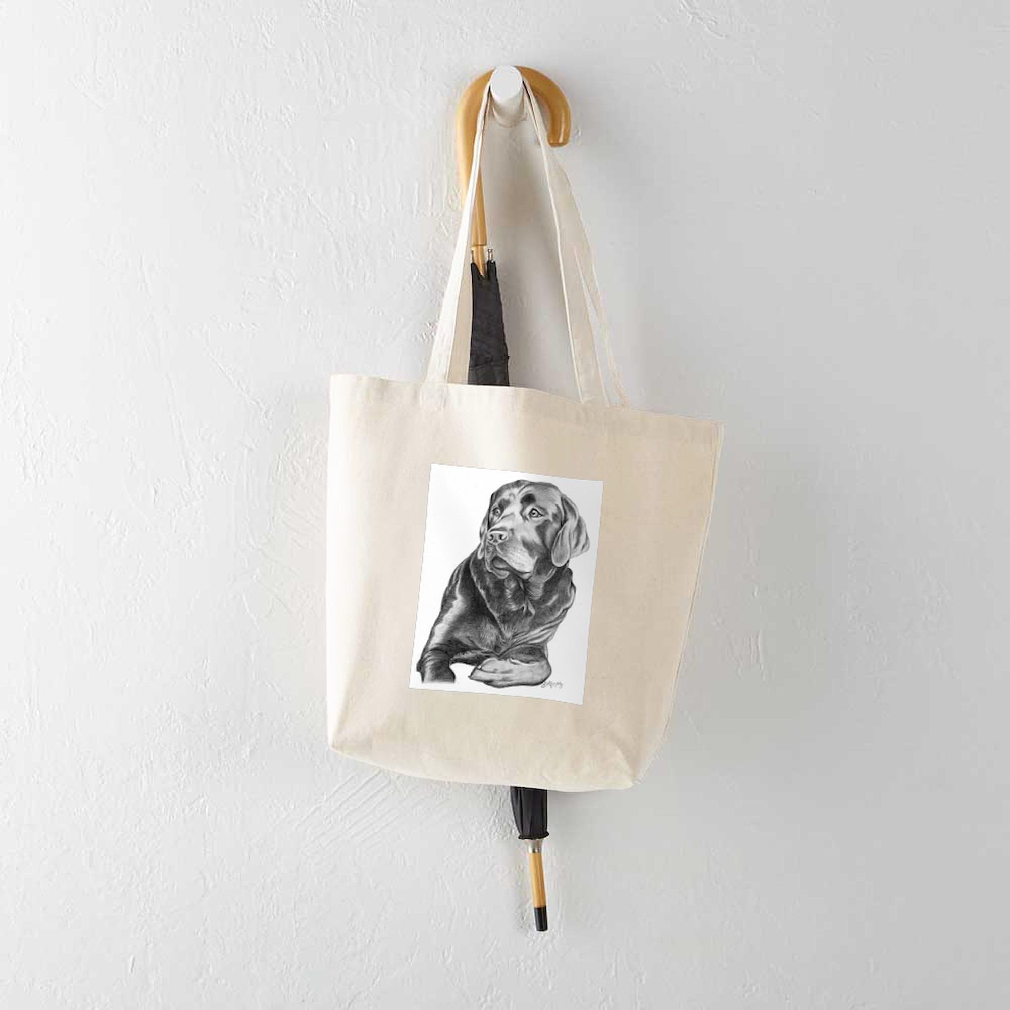 Black Lab Tote Bag - Natural Canvas Reusable Shopping Bag for Groceries, Beach & Everyday Use | Eco-Friendly Cotton Tote with Durable Handles